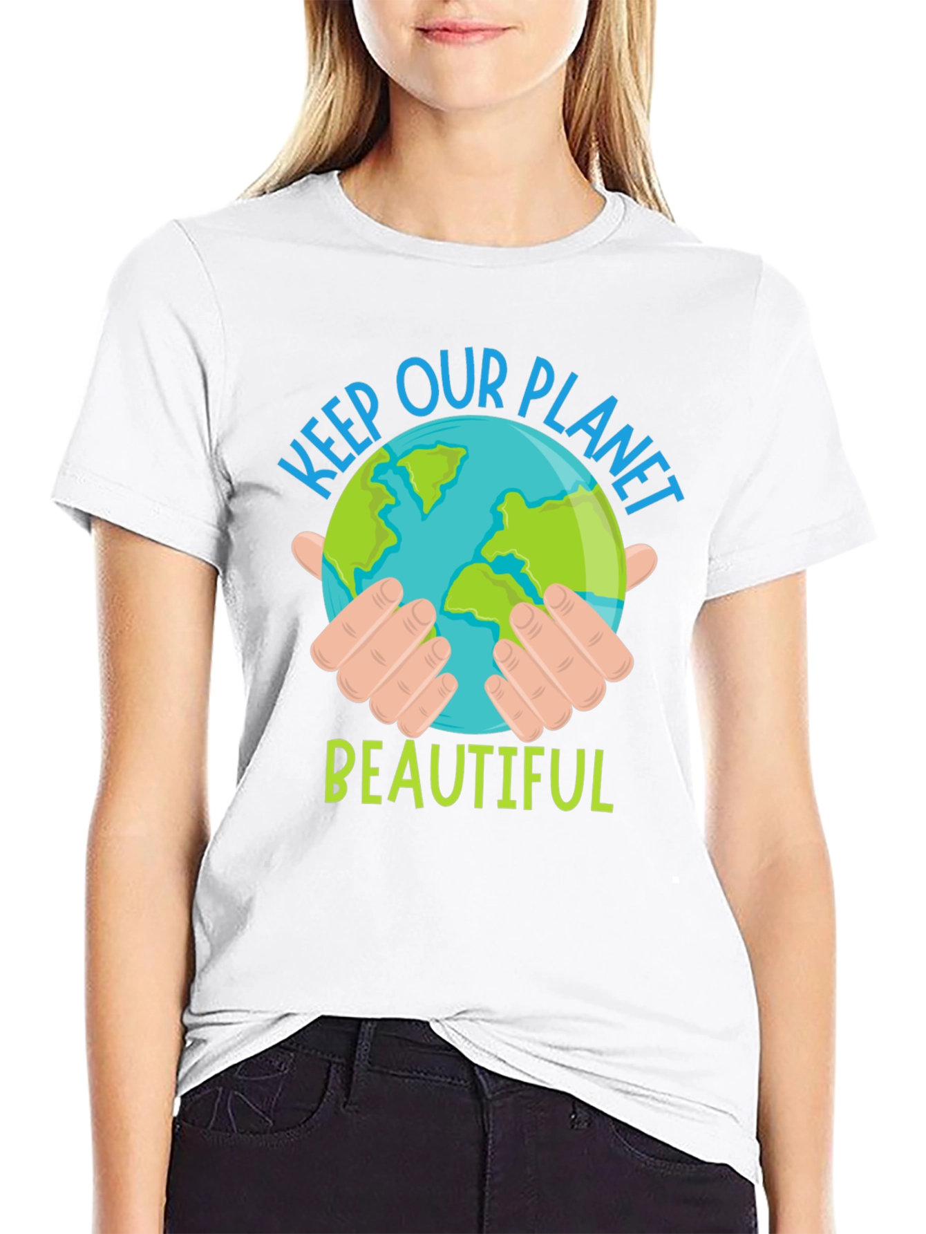 Black Keep Our Planet Beautiful Graphic T-Shirt view 9