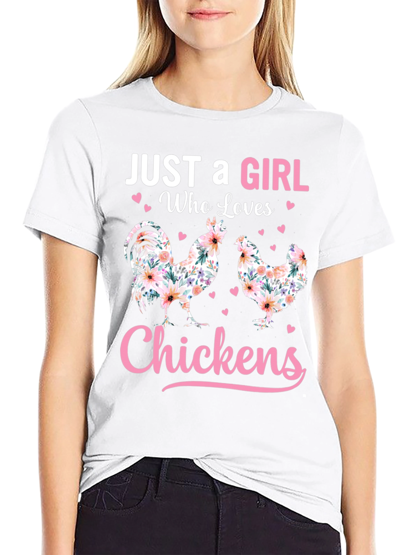 Black Just a Girl Who Loves Chickens T-Shirt view 9