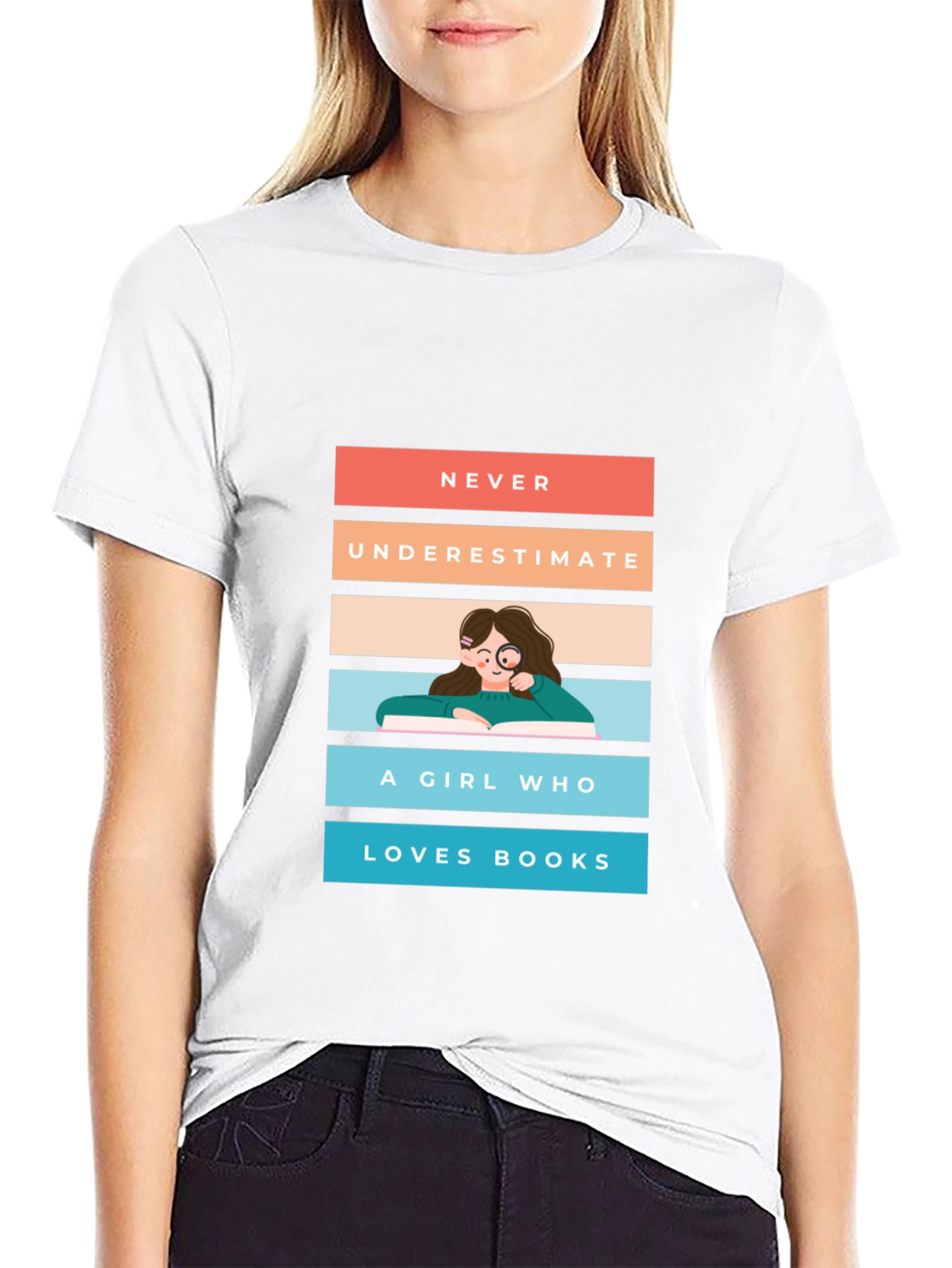 Black Never Underestimate A Girl Who Loves Books T-Shirt view 9