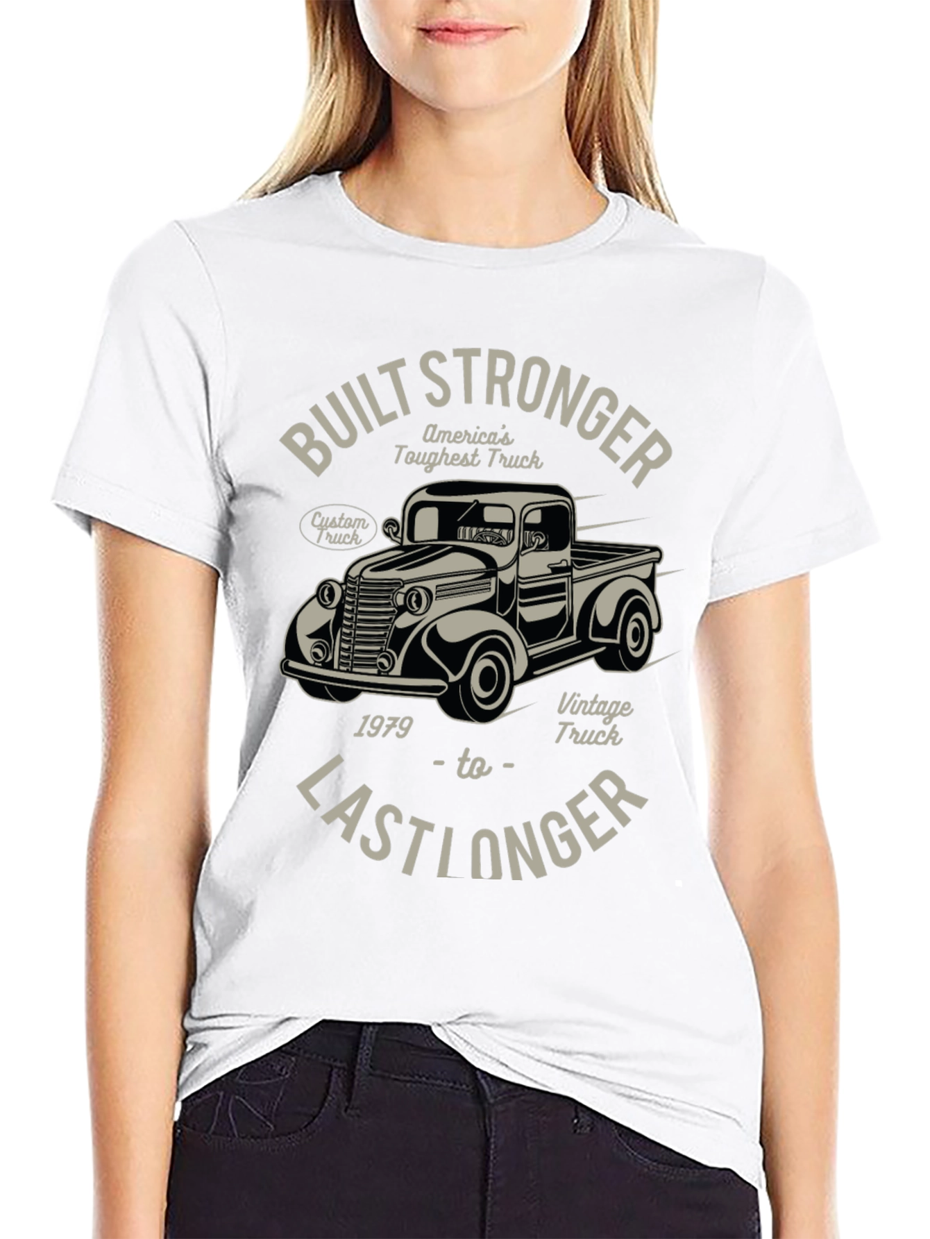 Black Vintage Truck T-Shirt - Built Stronger, Last Longer view 9