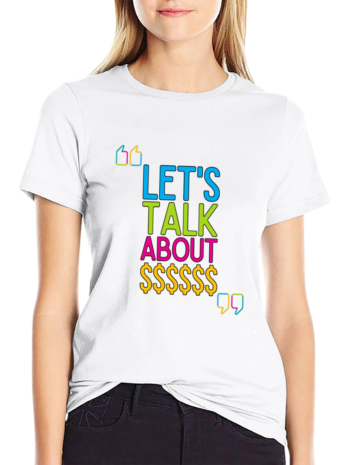Black Let's Talk About Money Graphic T-Shirt view 9