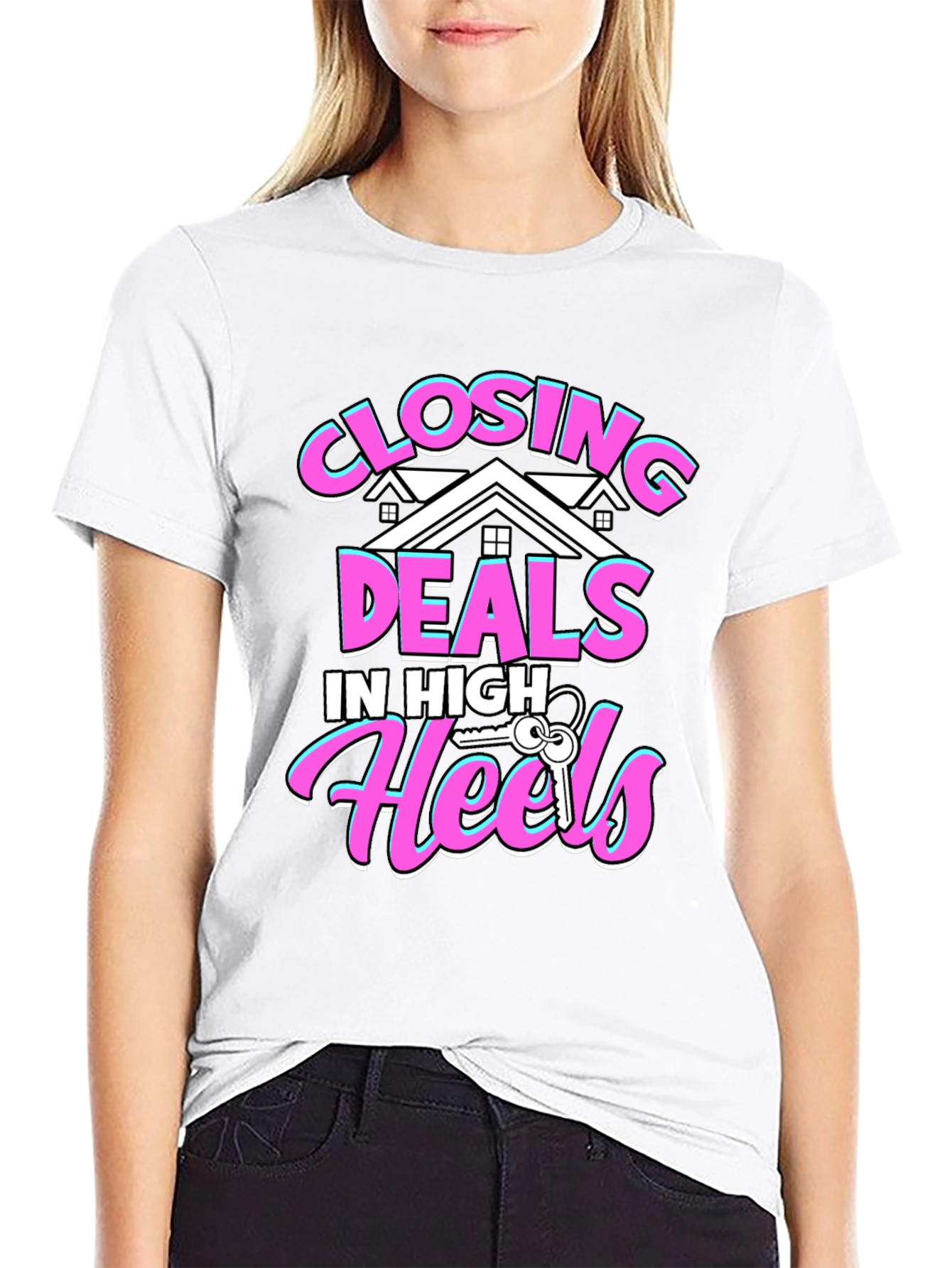 Black Closing Deals T-Shirt - High Heels Realtor Tee view 9
