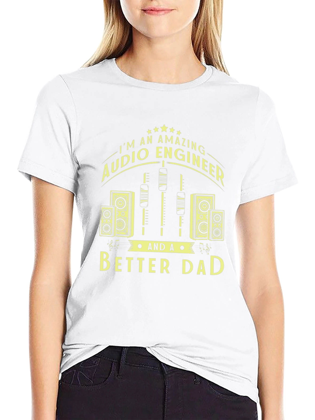 Black Amazing Audio Engineer & Better Dad Graphic T-Shirt view 9