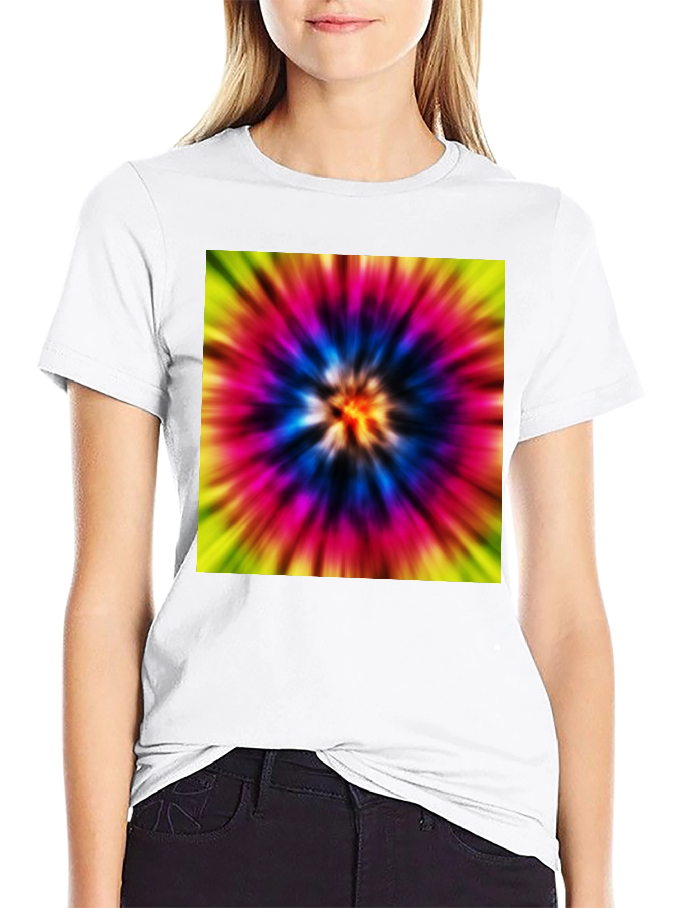 Black Tie-Dye Graphic Black T-Shirt view 9