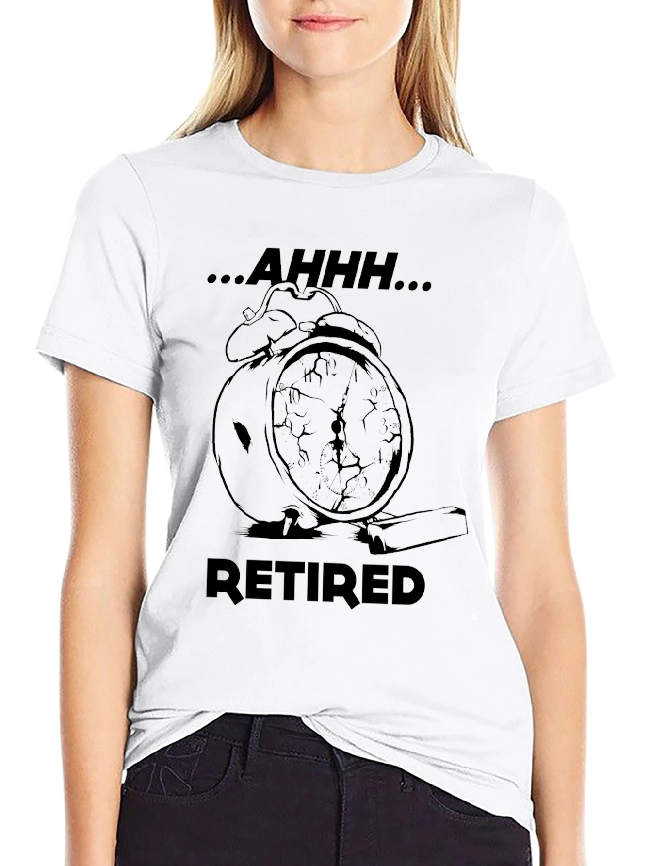 Black Relaxed Retired T-Shirt - Freedom From the Alarm Clock view 9
