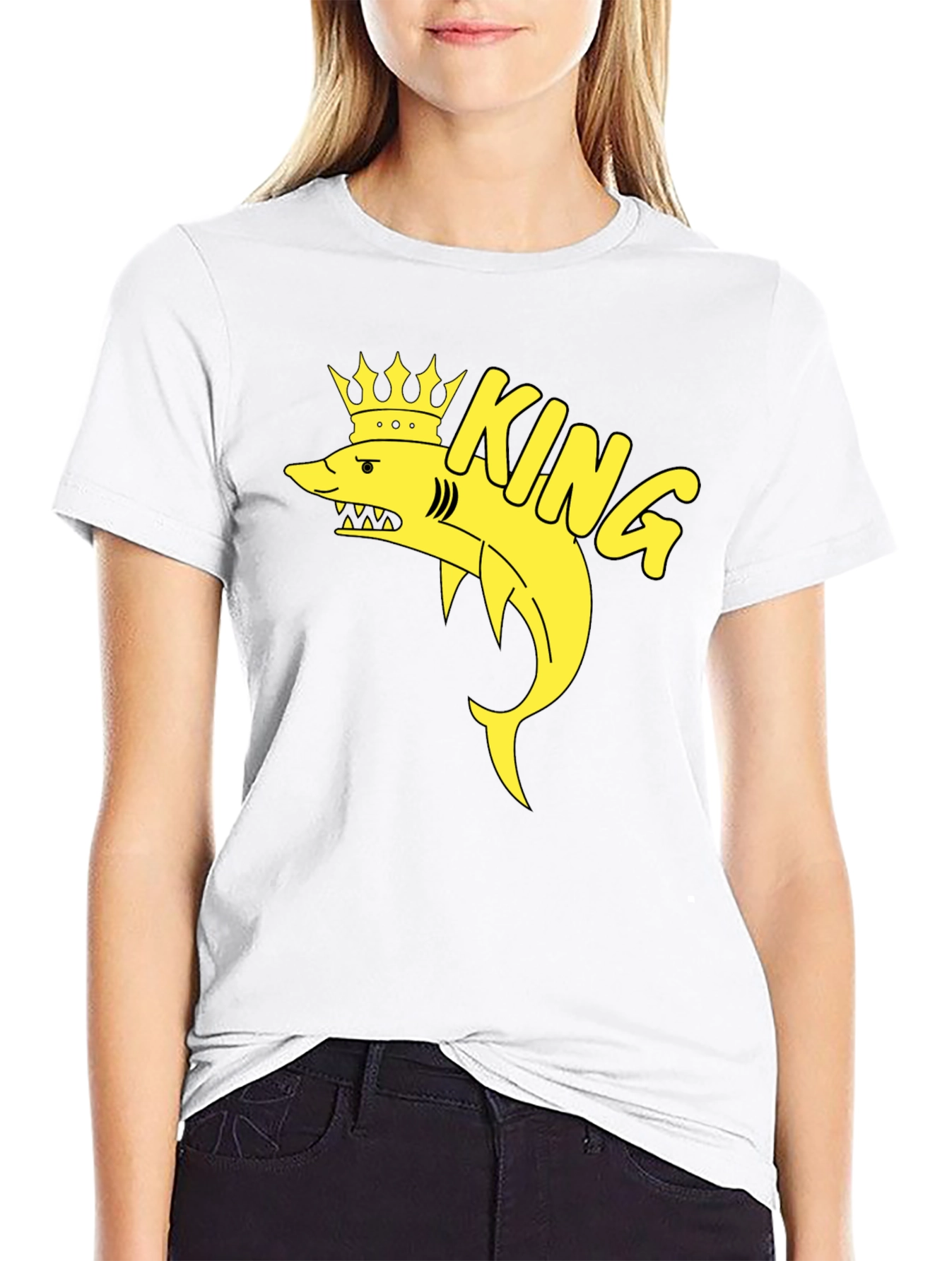 Black King Shark T-Shirt - Black Cotton Graphic Tee view 9