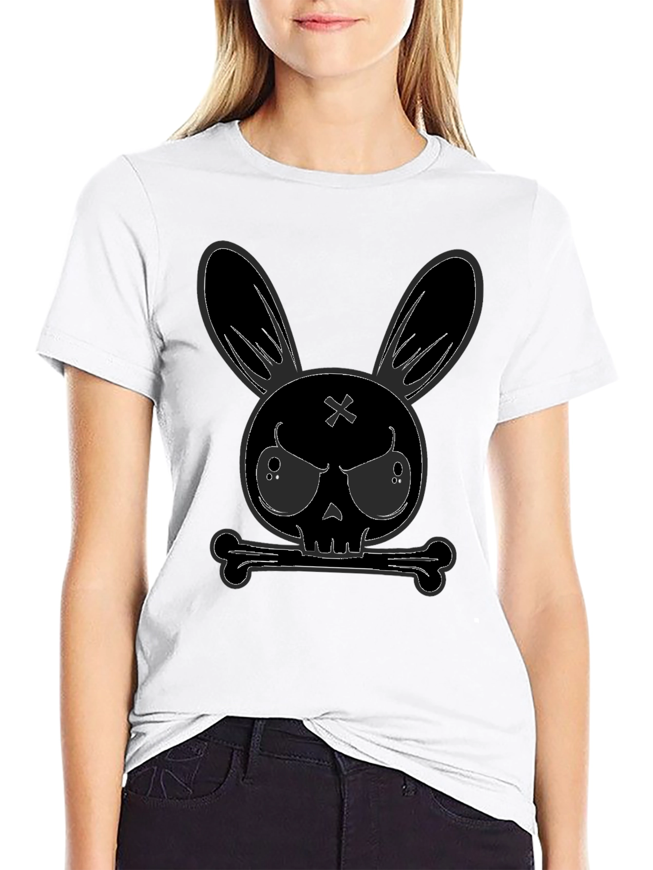 Black Skull Bunny Graphic T-Shirt - Mens view 9