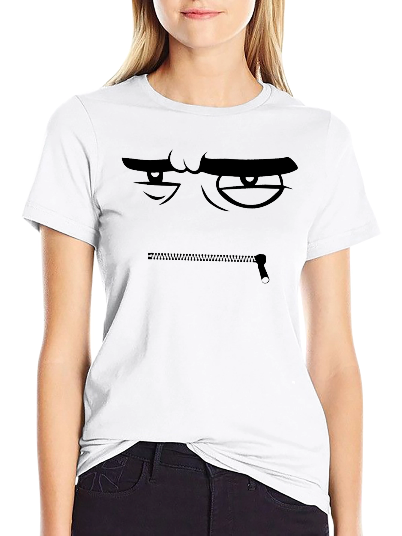 Black Zipper Mouth Graphic Tee - Keep Silent Shirt view 9