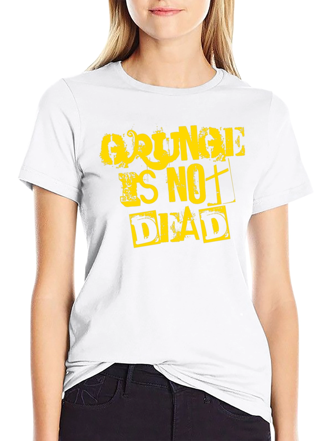 Black Grunge Is Not Dead Graphic Tee - Black Cotton T-Shirt view 9