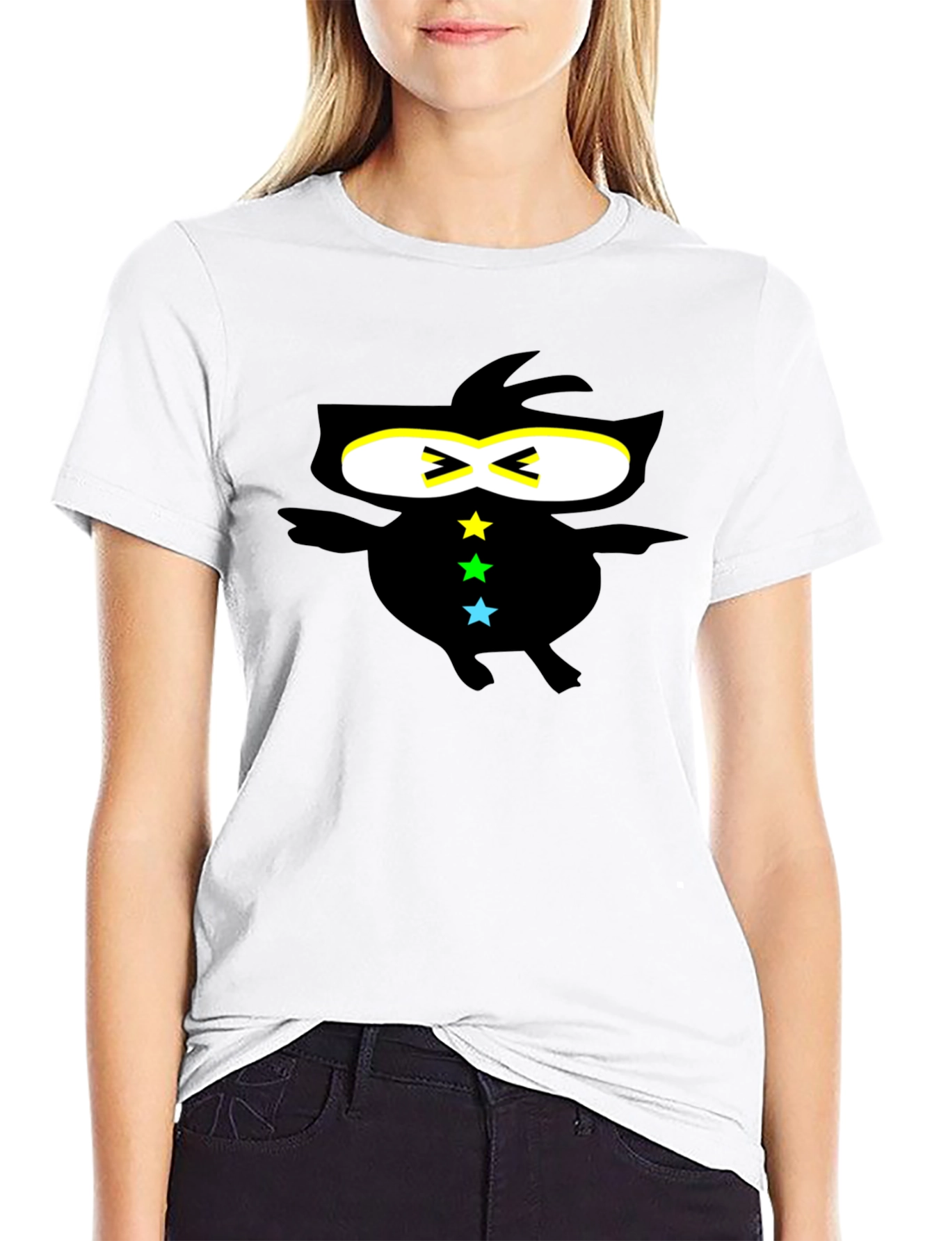 Black Cool Ninja-Style Graphic Black T-Shirt view 9