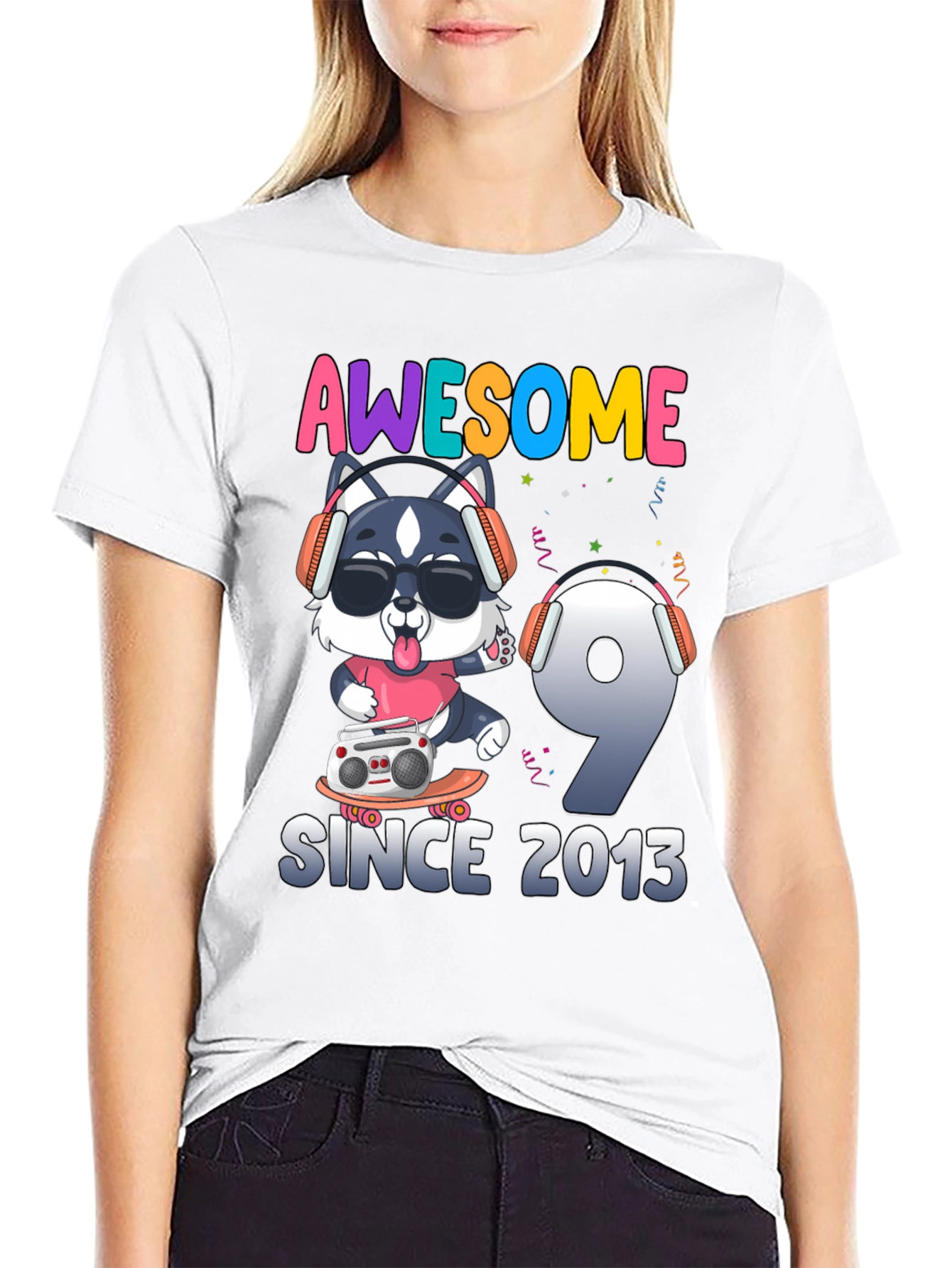 Black Awesome Since 2013 T-Shirt view 9