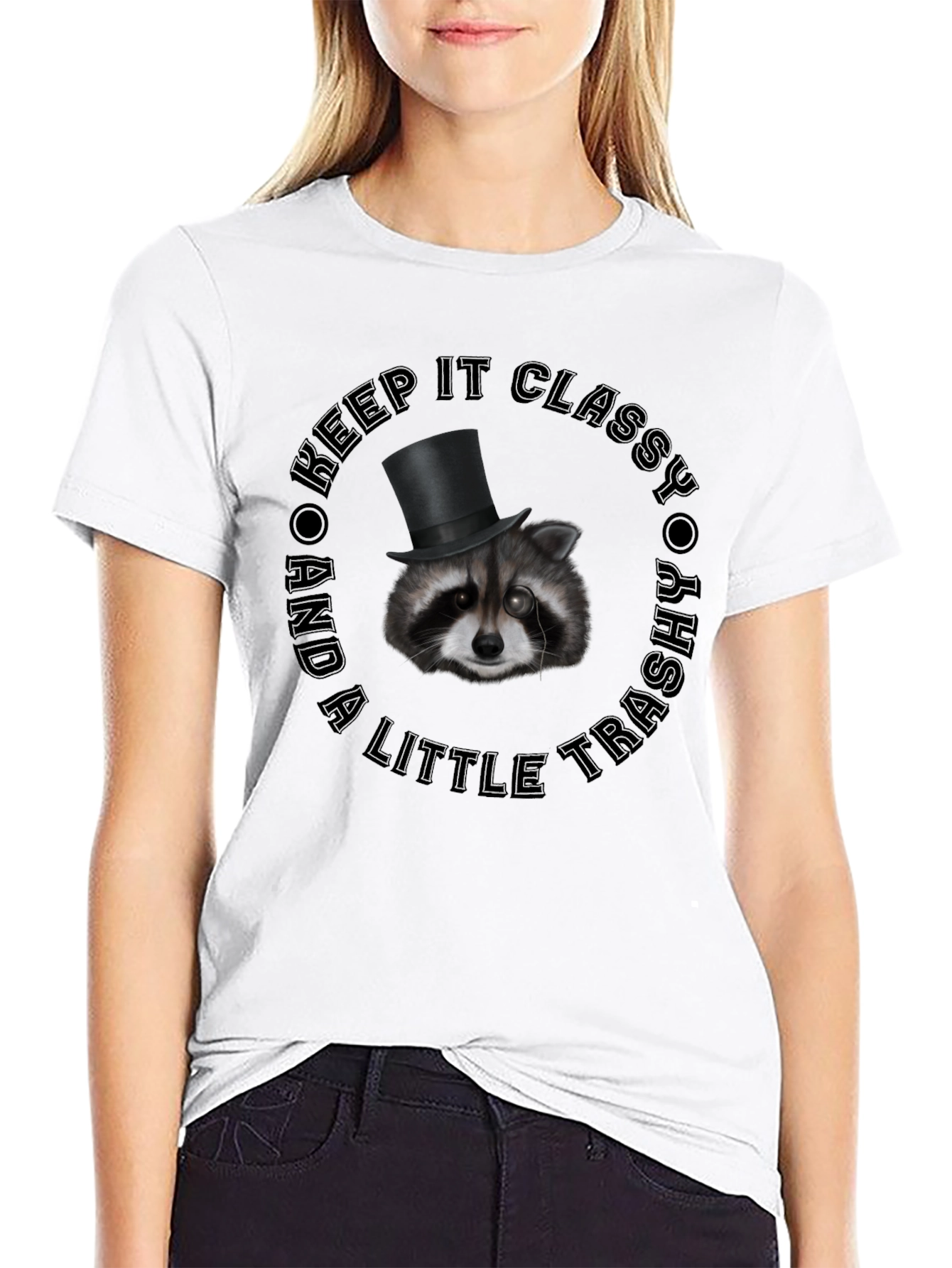 Black Classy Trashy Raccoon T-Shirt view 9