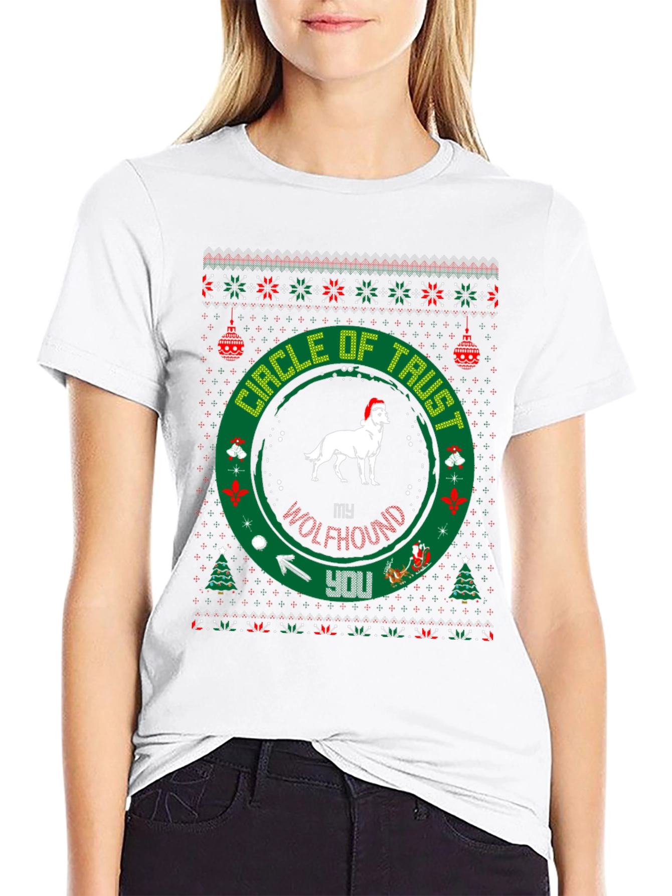 Black My Wolfhound Circle of Trust Christmas T-Shirt view 9