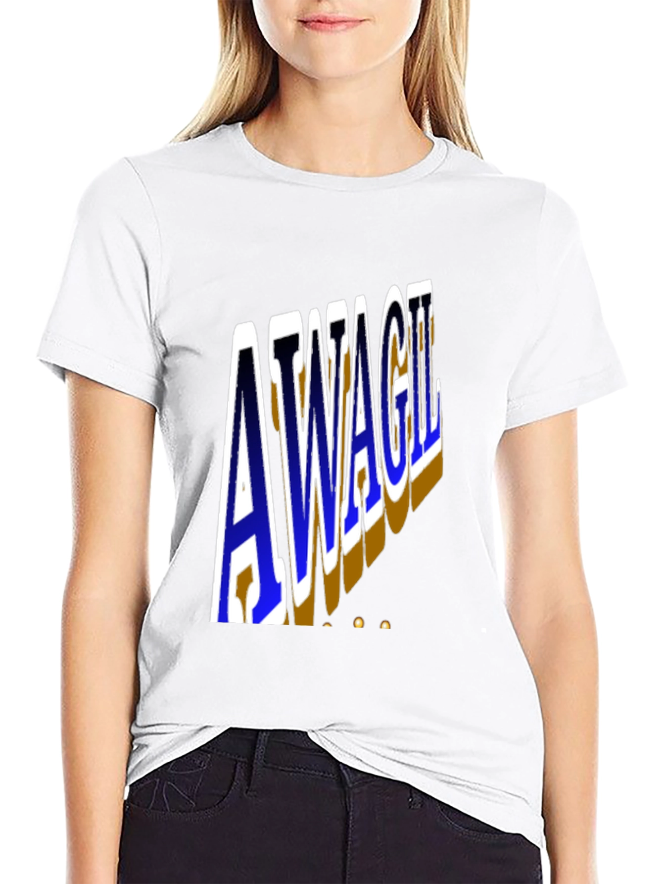 Black Unique AWAGIL Graphic Black T-Shirt view 9