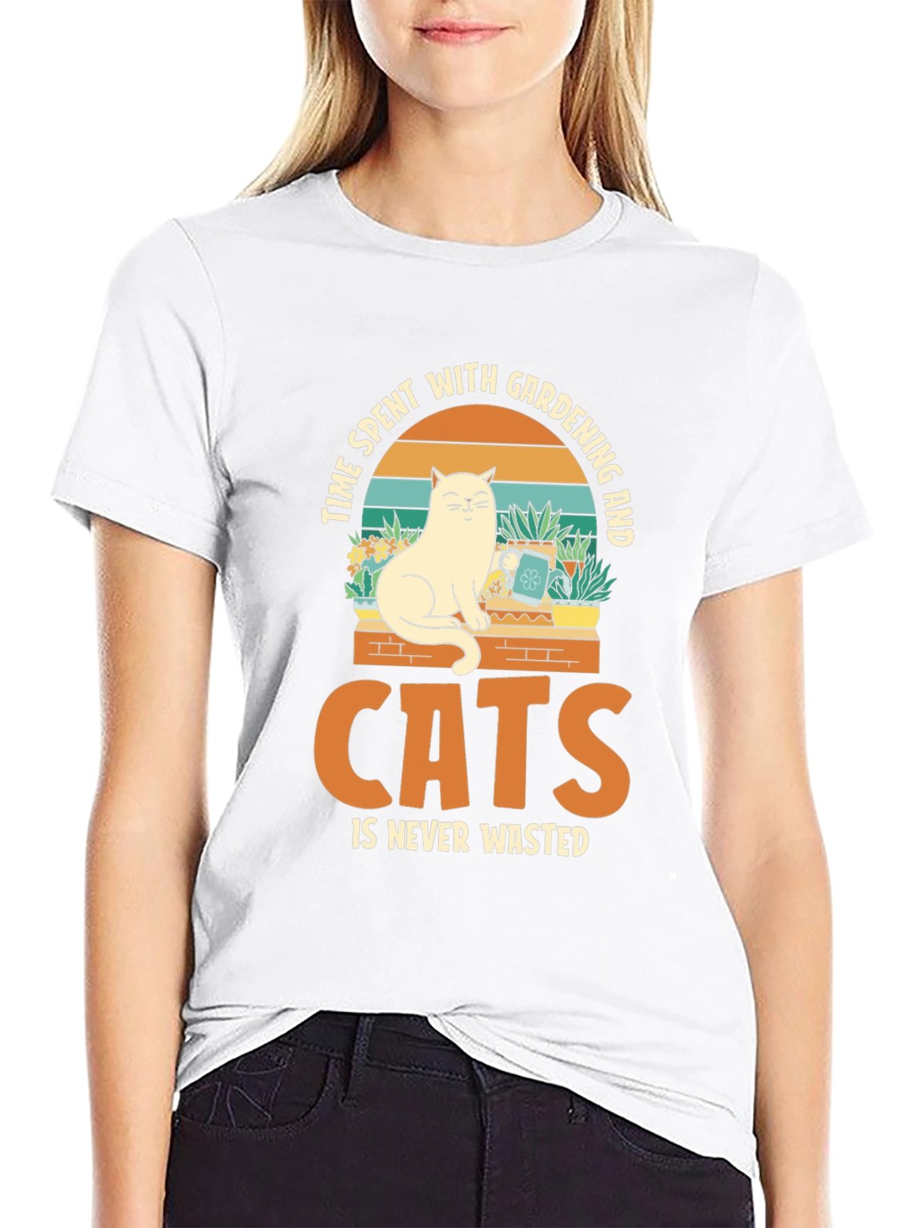 Black Cat & Gardening T-Shirt: Time Well Spent view 9