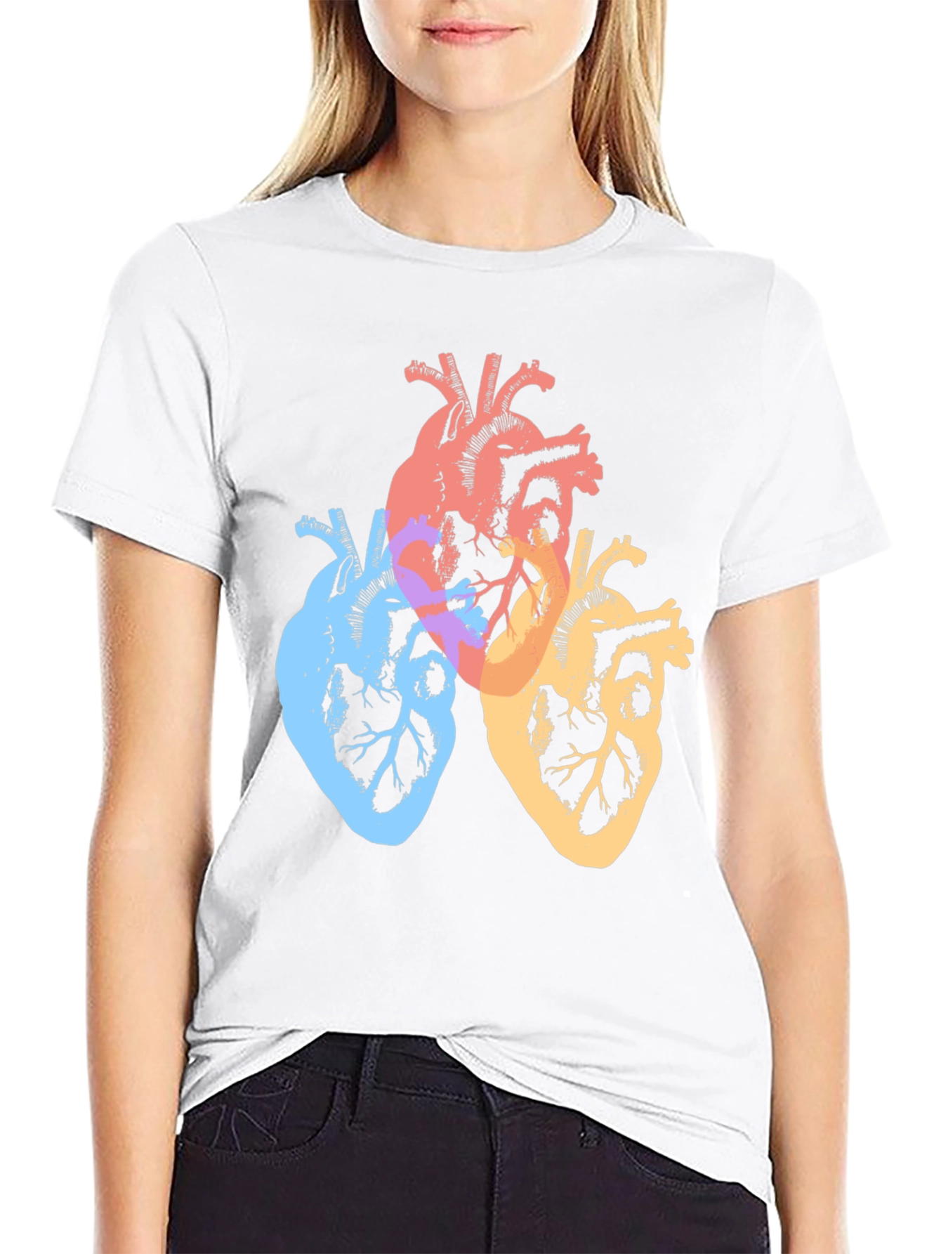 Black Colorful Anatomical Hearts Graphic Tee - Black view 9