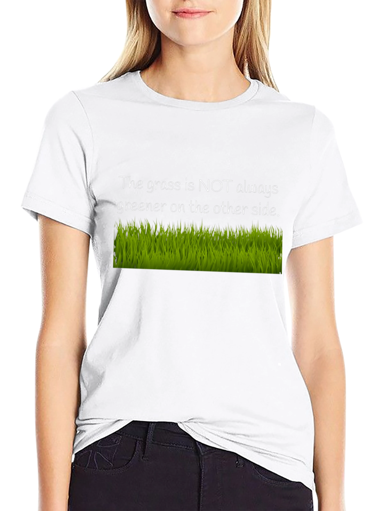 Black The Grass Is Not Always Greener Black T-Shirt view 9