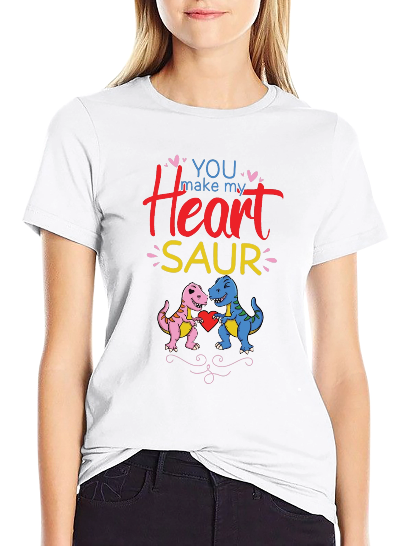 Black You Make My Heart Saur T-Shirt view 9