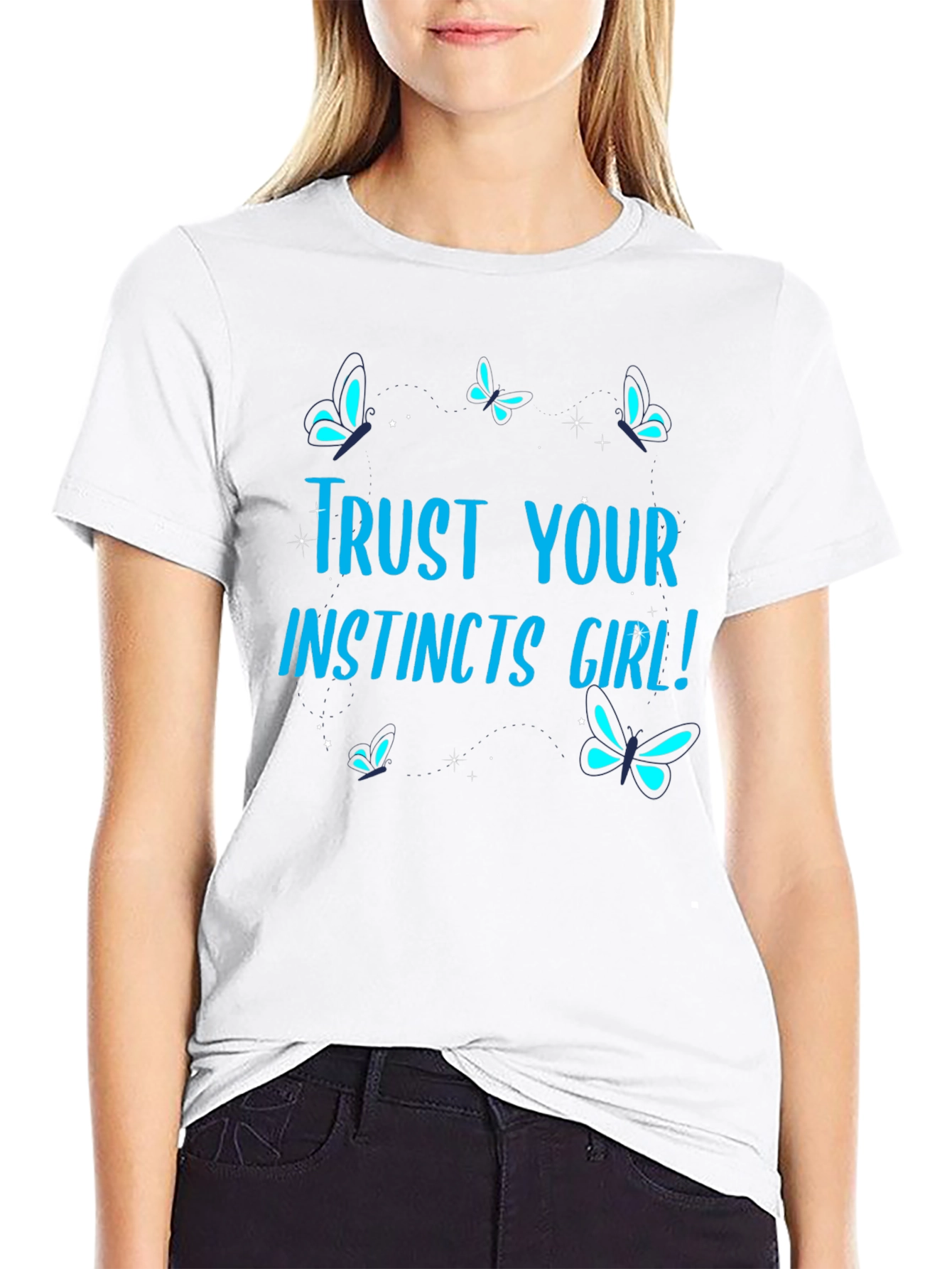 Black Trust Your Instincts Girl! Graphic Tee view 9