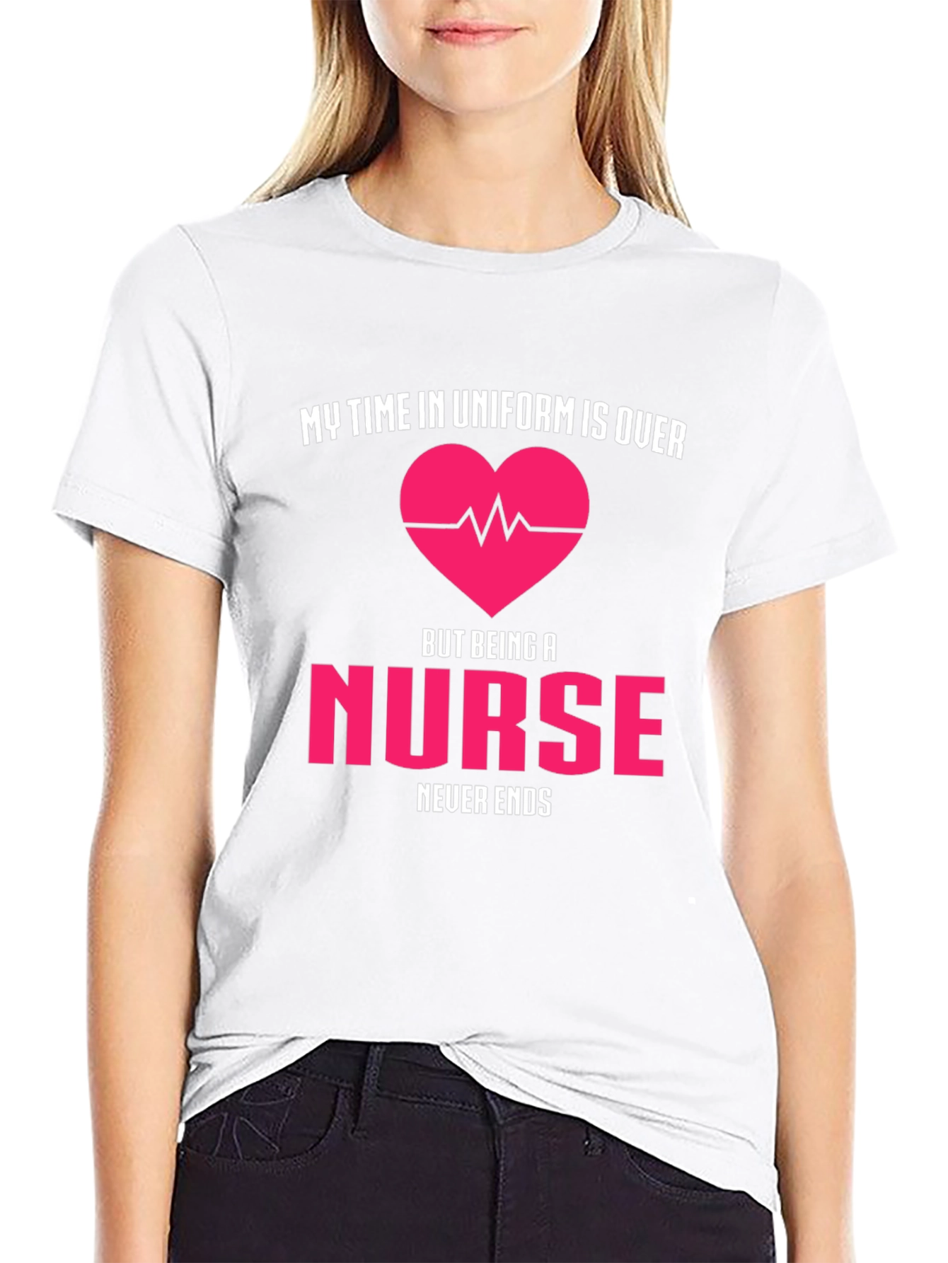 Black Retired Nurse T-Shirt - My Time in Uniform is Over view 9