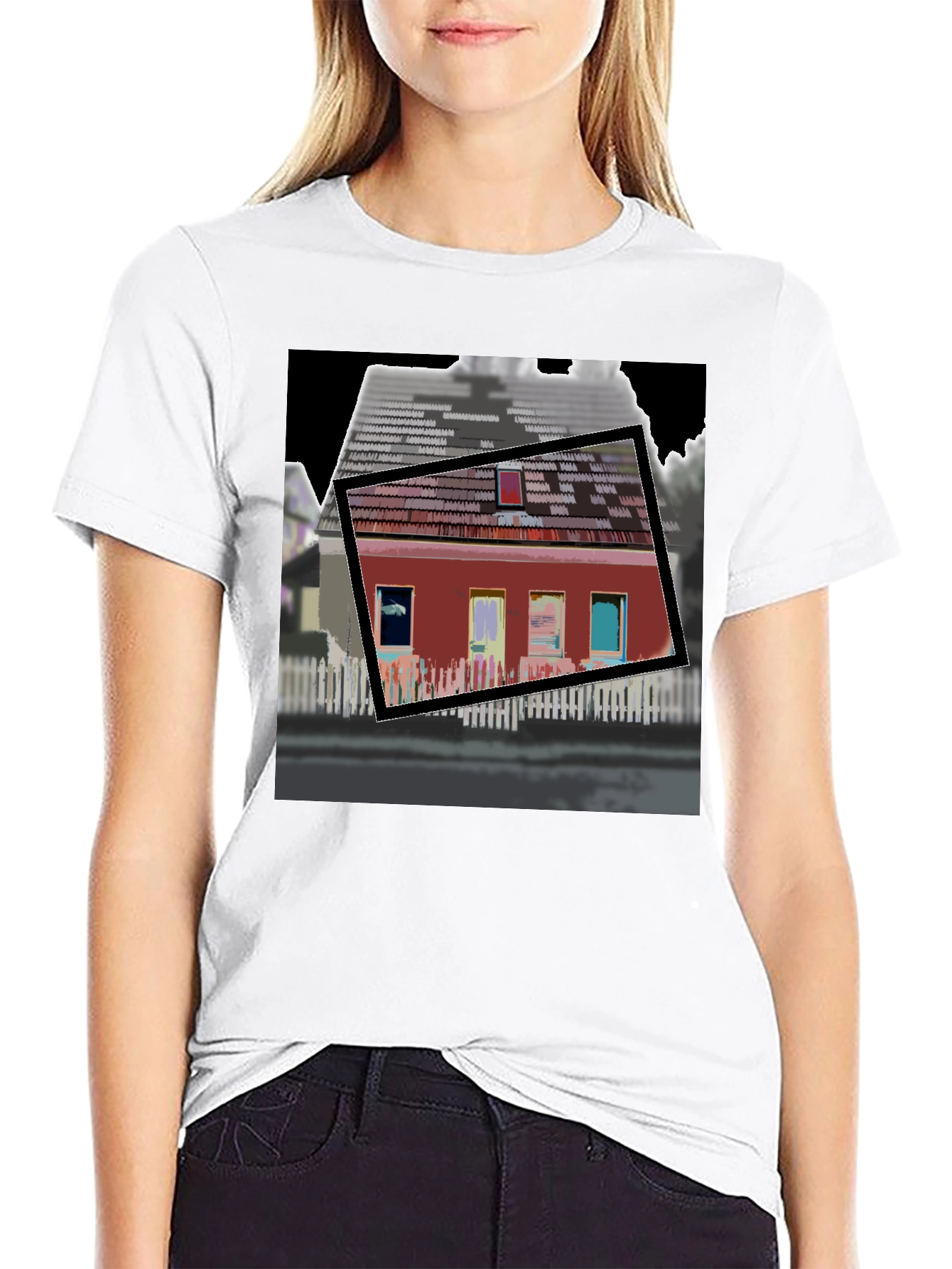 Black Modern House Graphic T-Shirt view 9