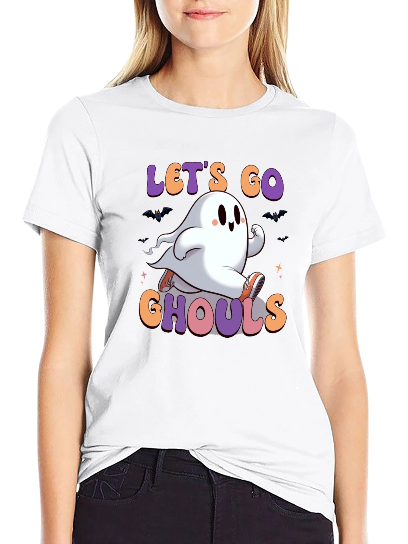 Black Let's Go Ghouls Graphic Tee view 9