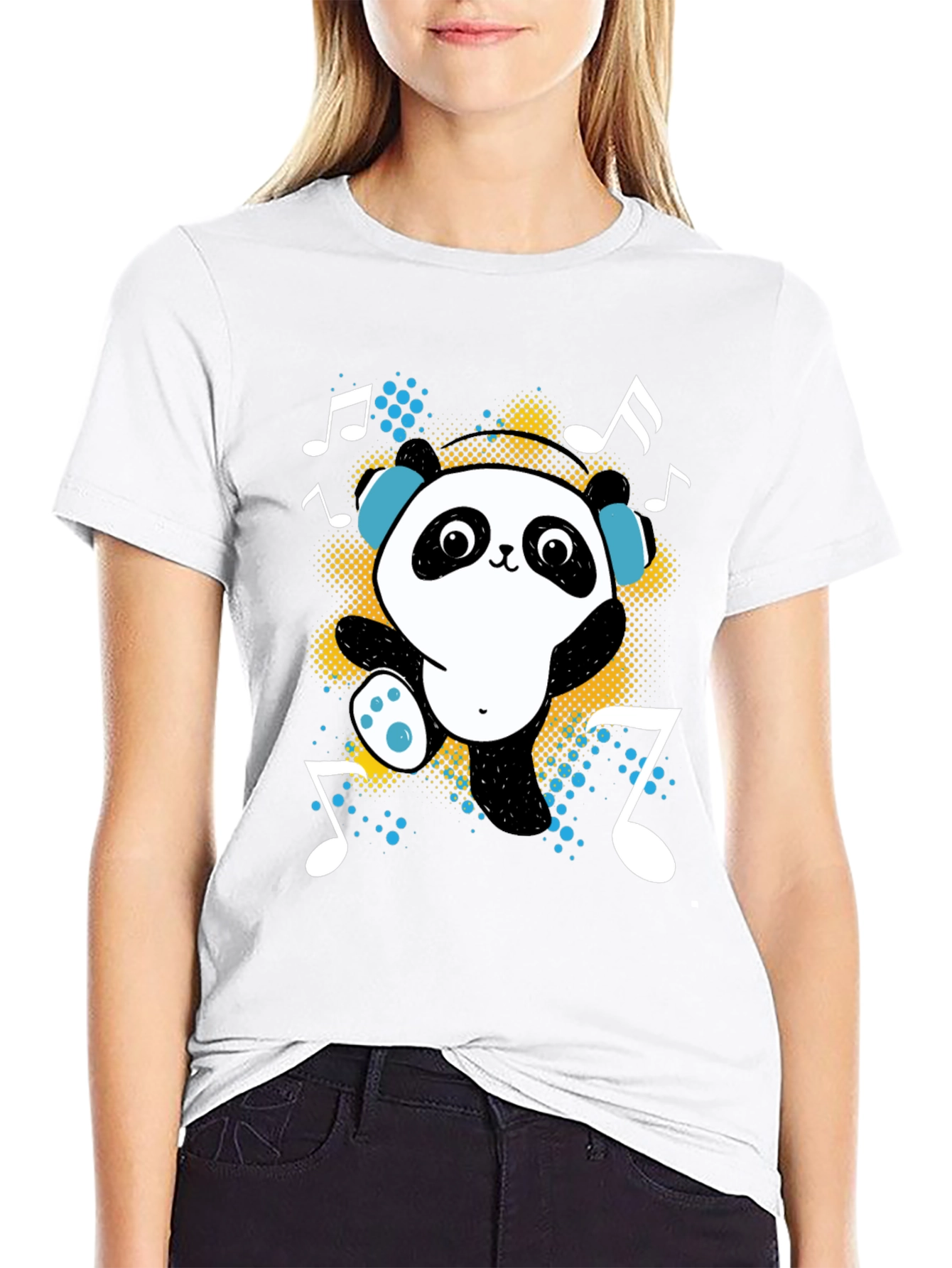 Black Dancing Panda Graphic Tee - Black Cotton T-Shirt view 9