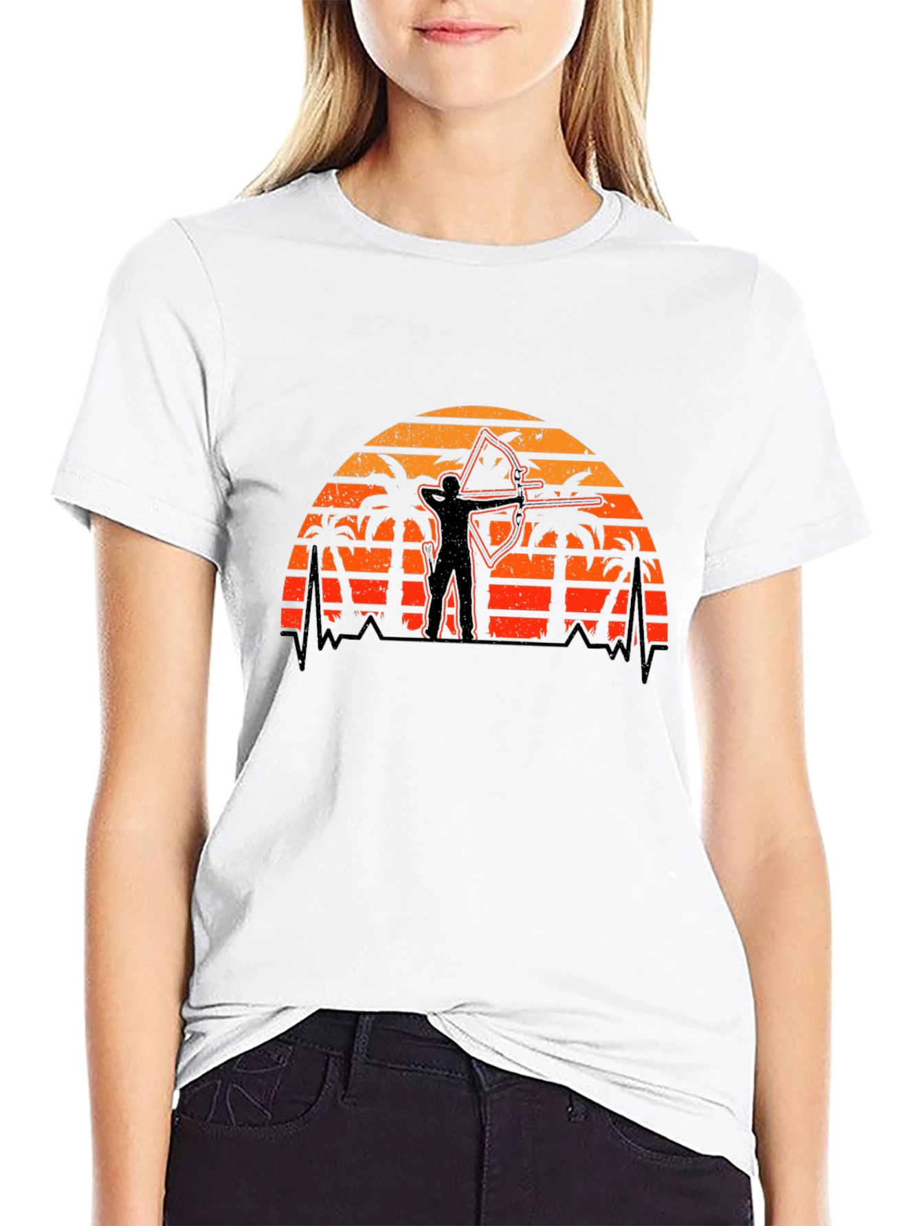 Black Archer Sunset Graphic Tee - Tropical Archery Shirt view 9