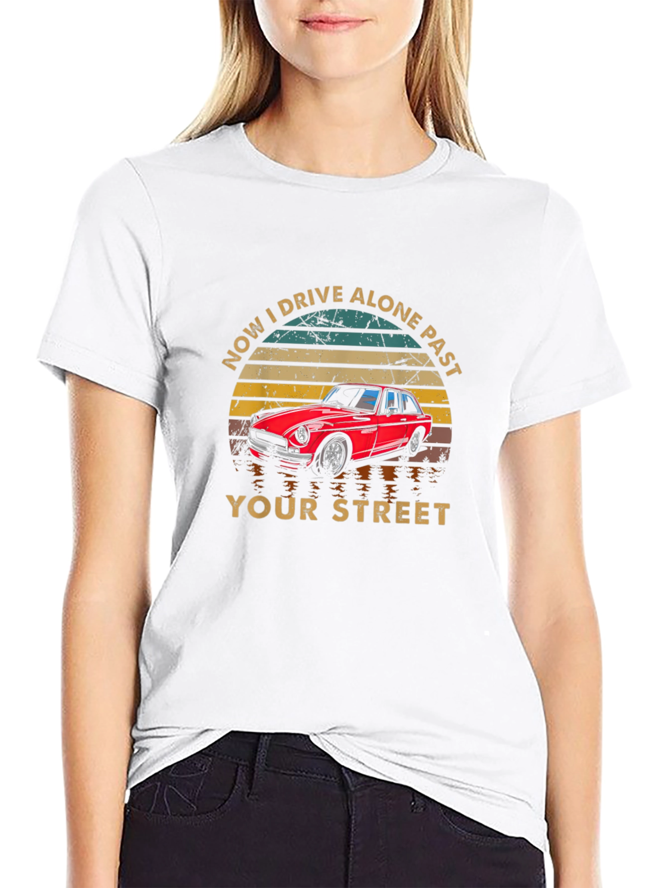 Black Drive Alone Past Your Street Graphic T-Shirt view 9