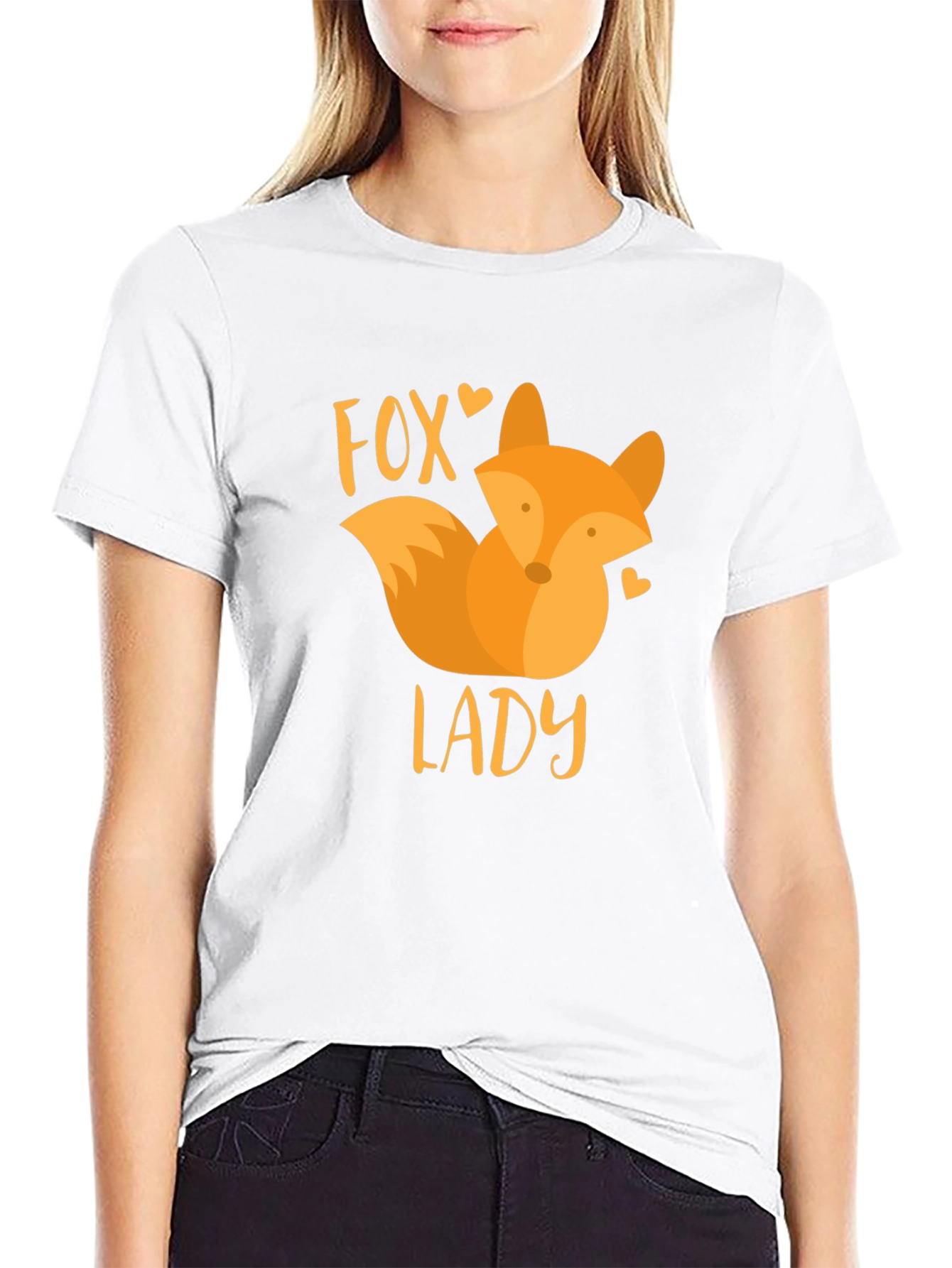 Black Fox Lady Graphic T-Shirt - Fun Animal Design view 9