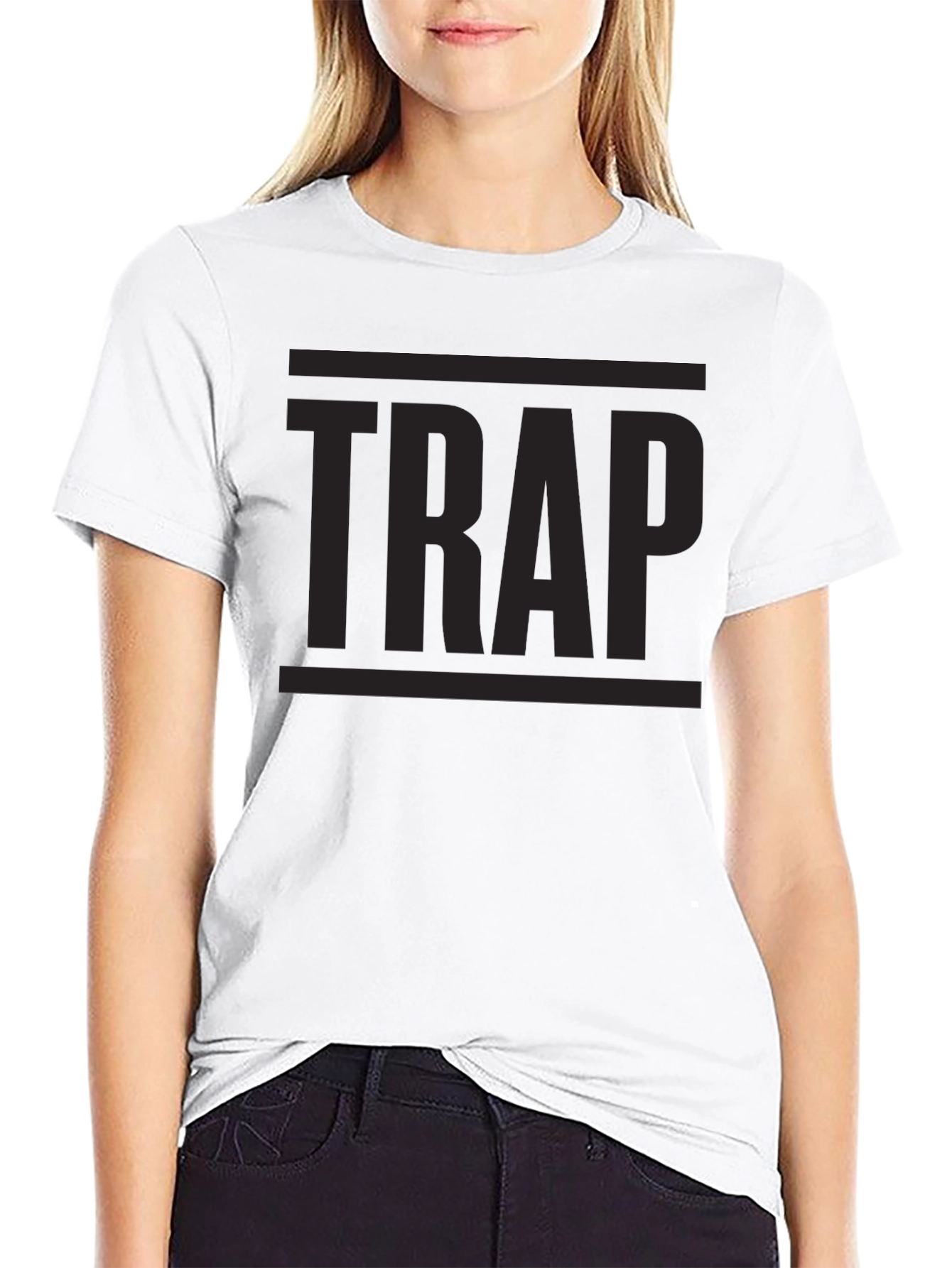 Black TRAP Graphic Tee - Urban Style Black T-Shirt view 9