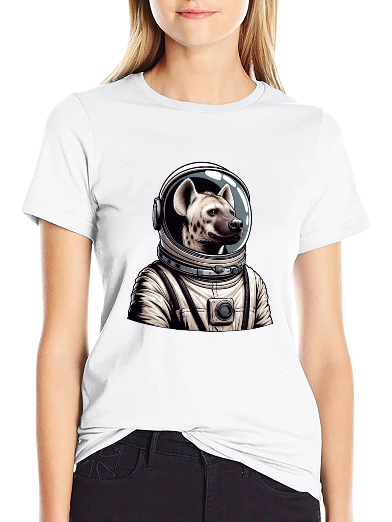 Black Hyena Astronaut Black T-Shirt view 9