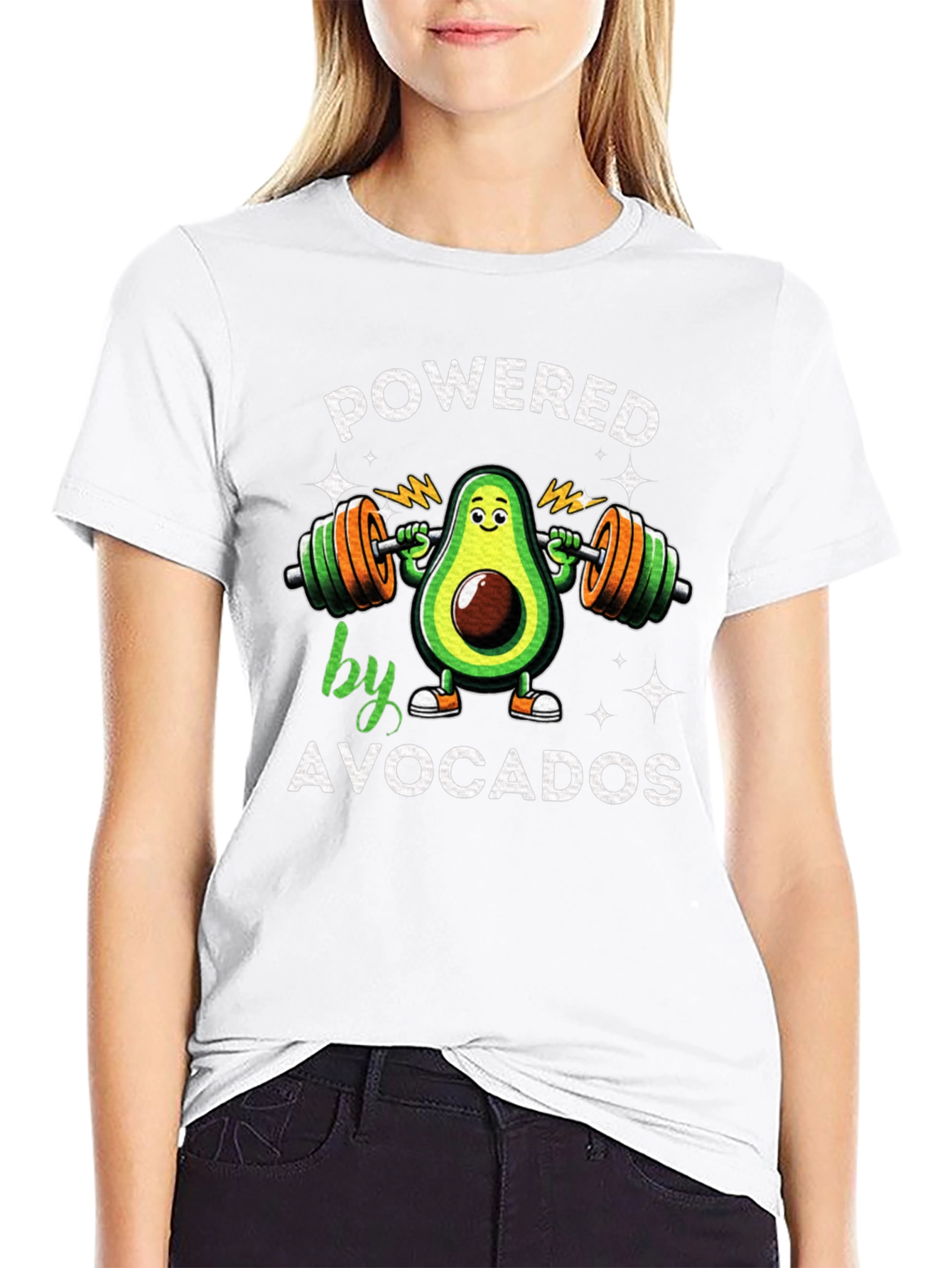 Black Powered by Avocados T-Shirt view 9