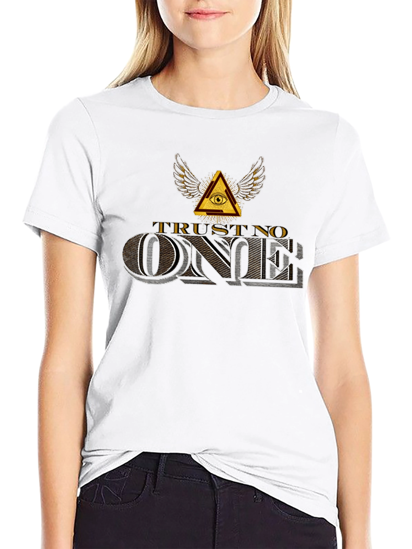 Black Trust No One Graphic T-Shirt view 9