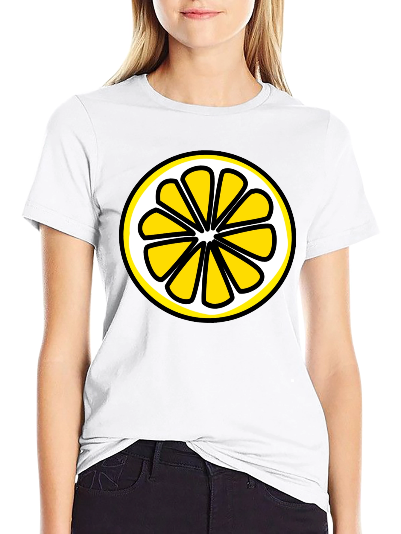 Black Lemon Slice Graphic T-Shirt - Black Cotton Tee view 9