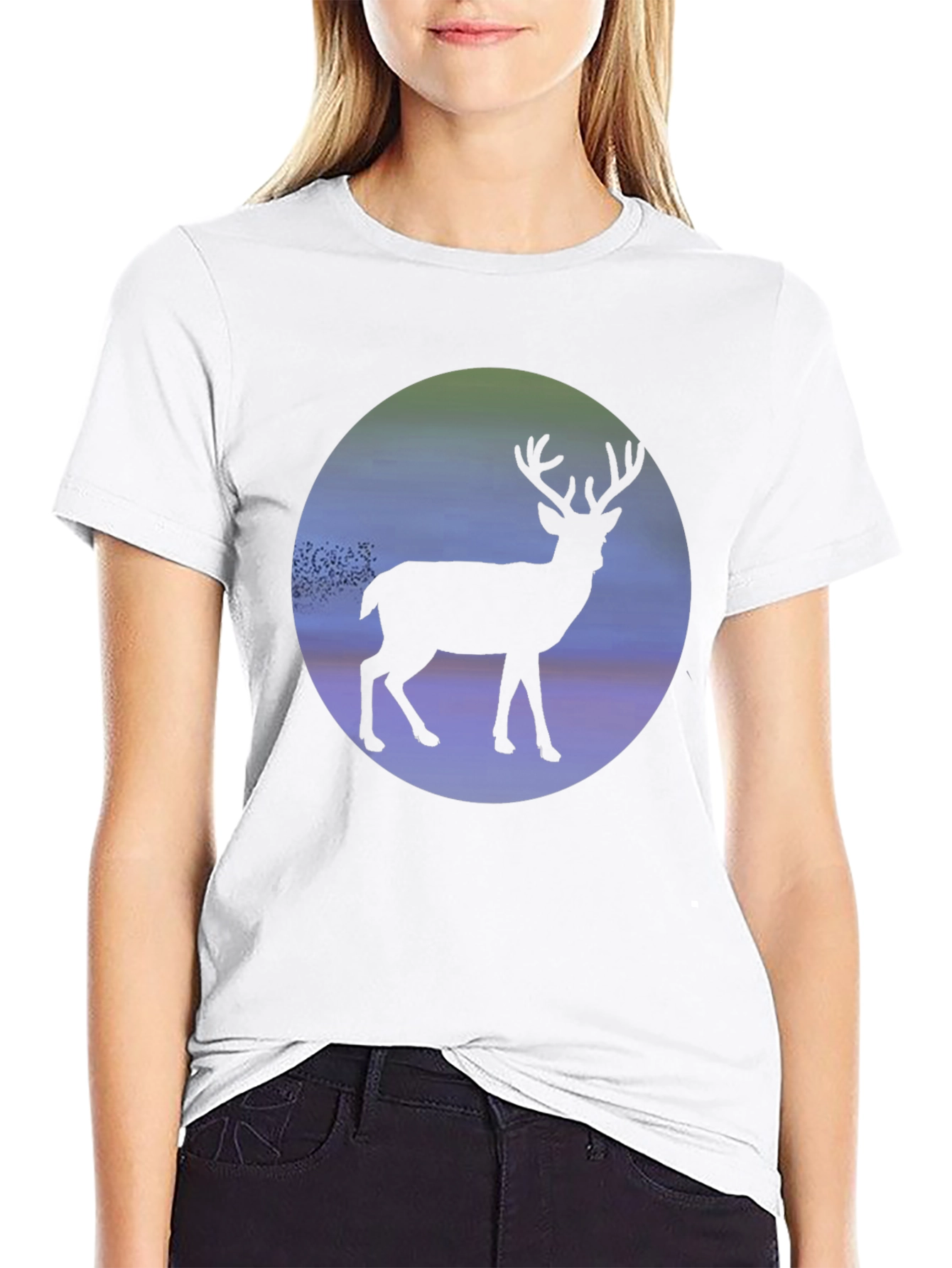 Black Deer Silhouette Graphic Tee - Men's Black T-Shirt view 9