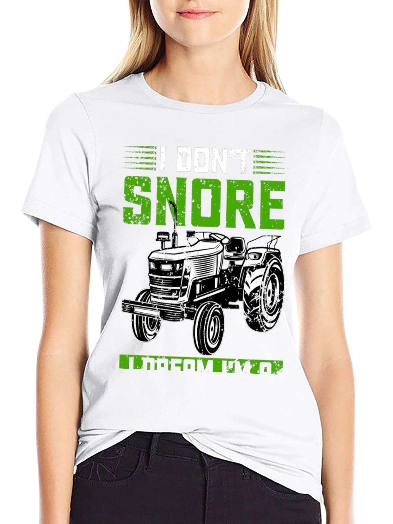 Black I Don't Snore I Dream Tractor Black Graphic Tee view 9