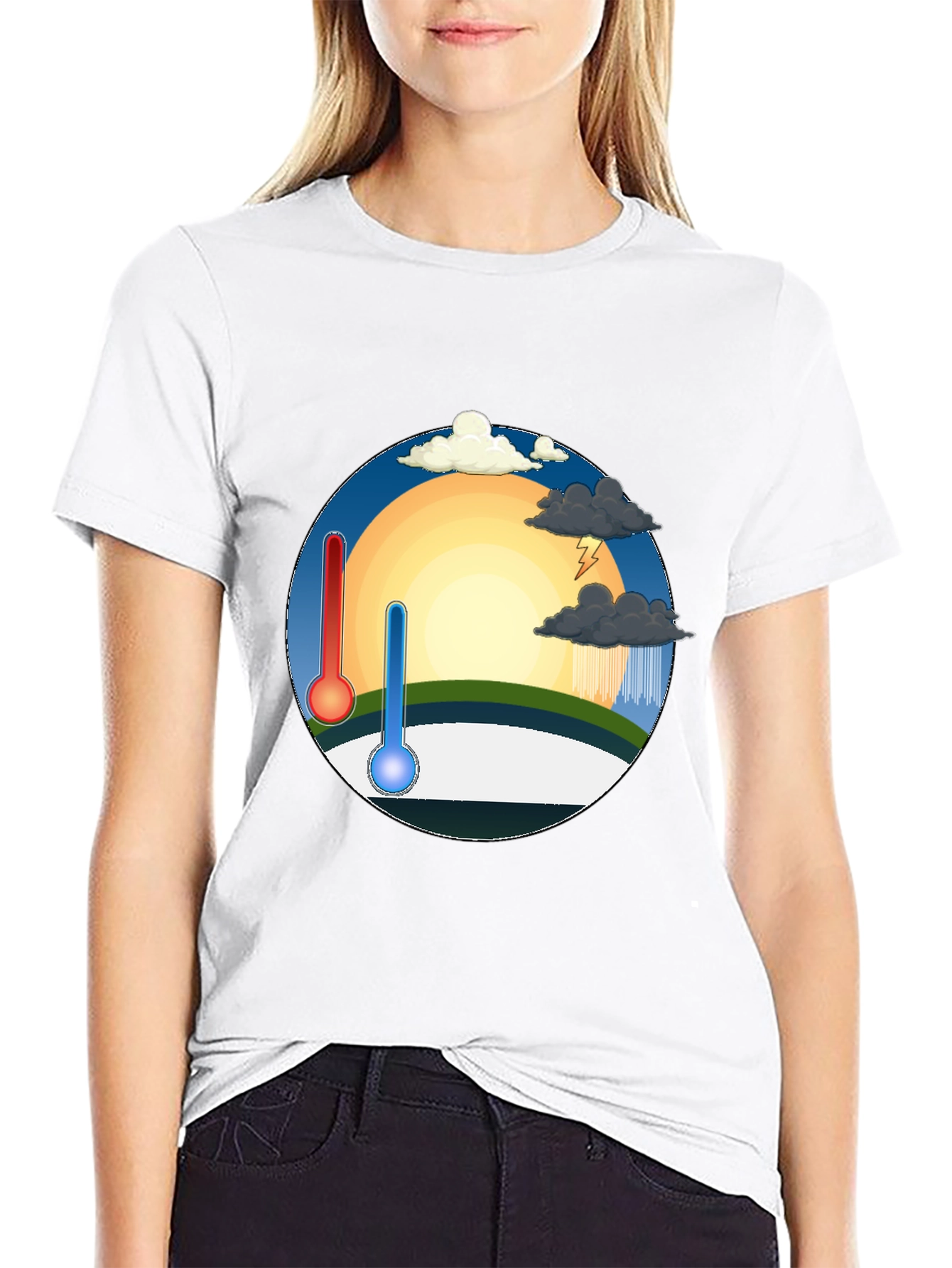 Black Climate Change T-Shirt - Hot & Cold Weather Tee view 9