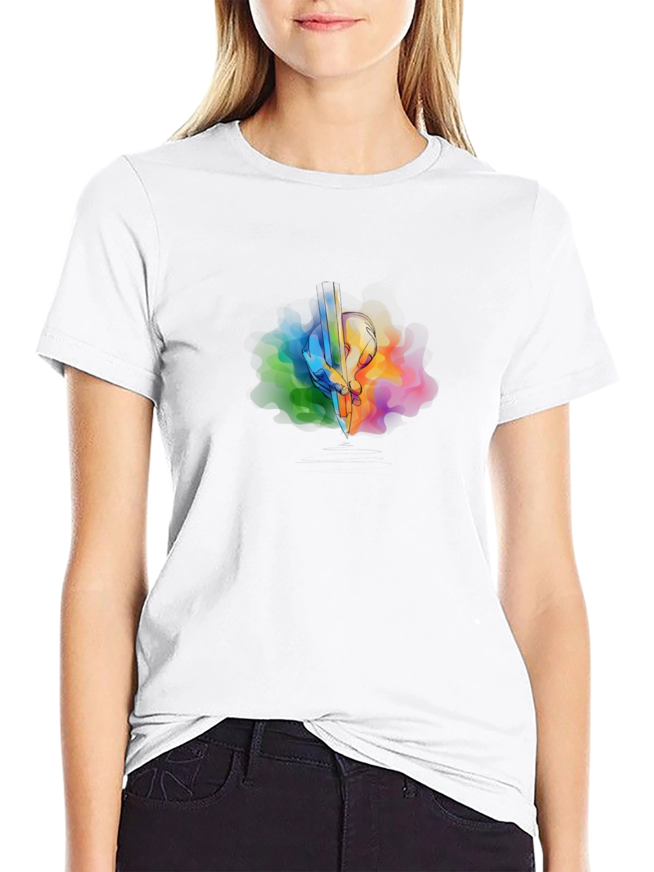 Colorful Guitar Graphic Tee - Men's Black T-Shirt - 9