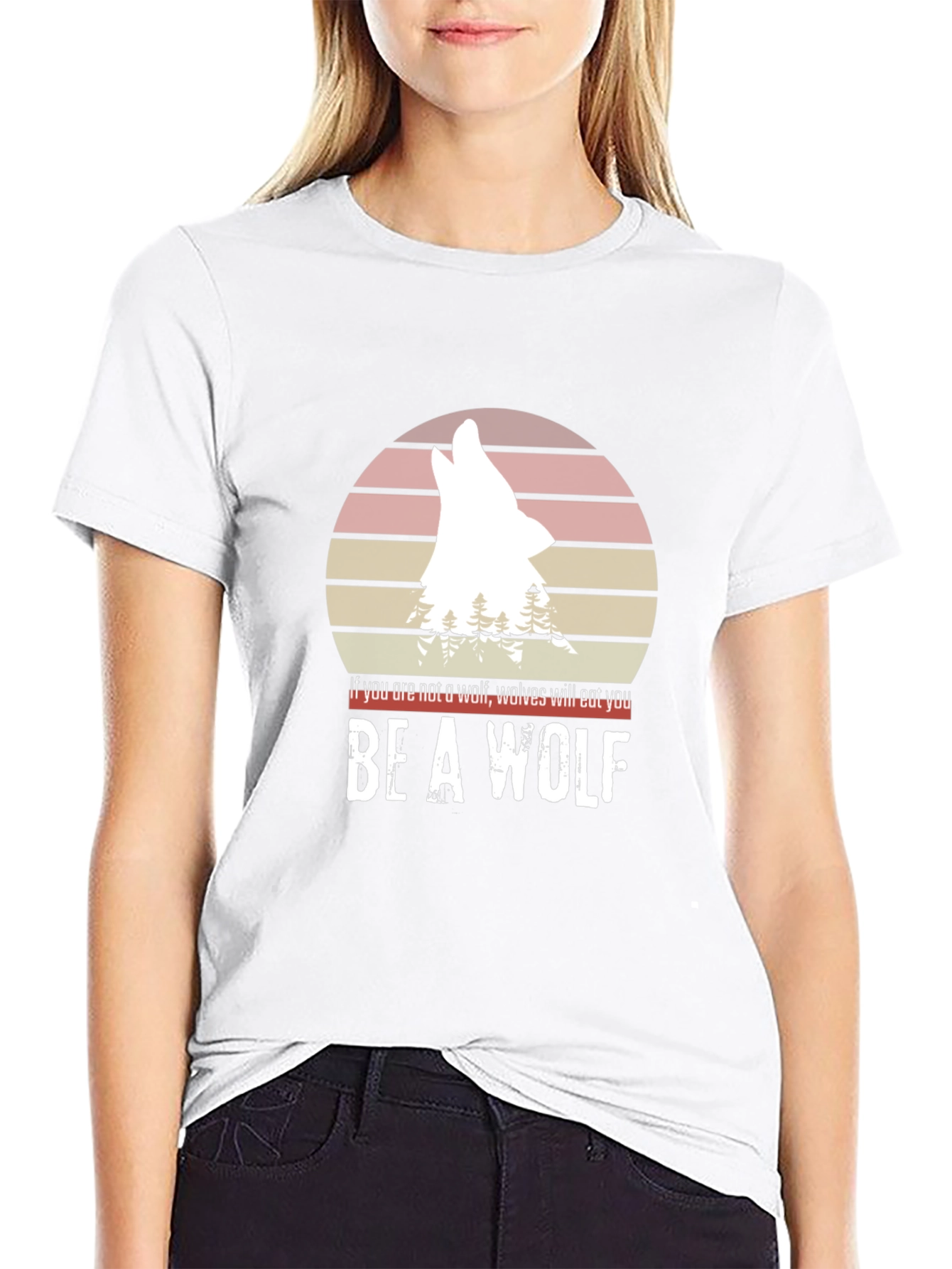 Black Be a Wolf T-Shirt - Motivational Graphic Tee view 9