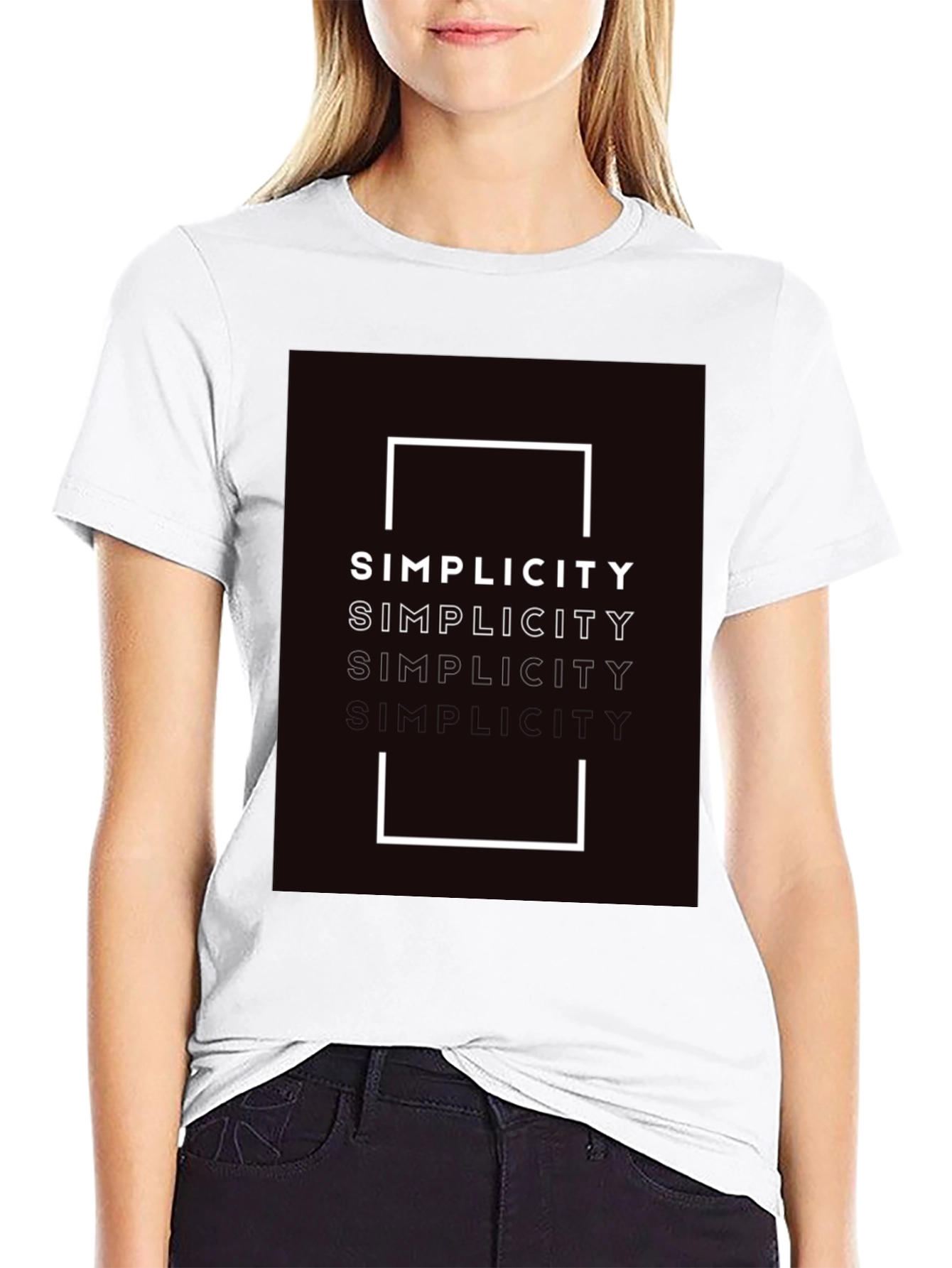 Black Simplicity Graphic Print Black T-Shirt view 9