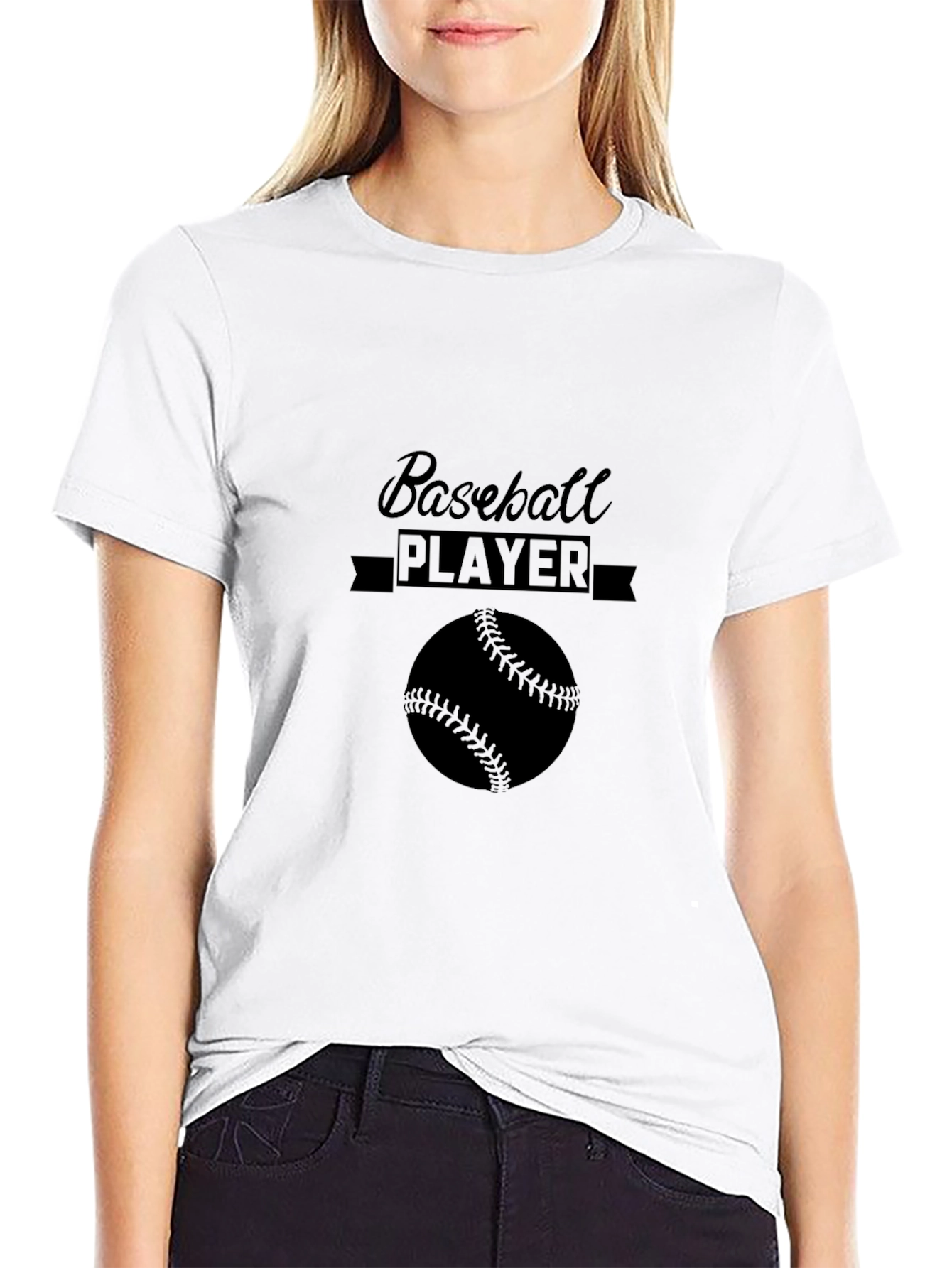 Black Baseball Player Graphic Black T-Shirt view 9