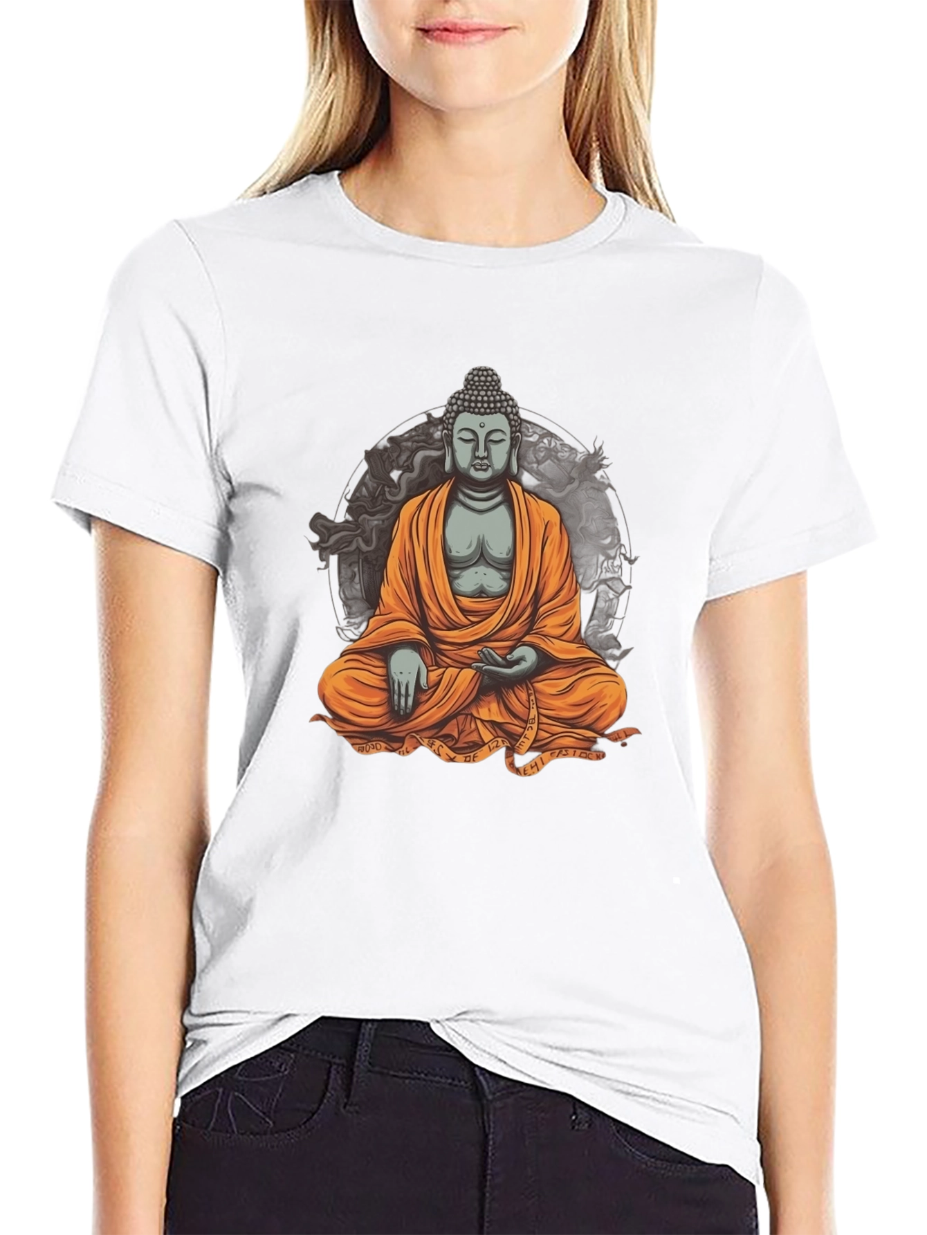 Black Buddha Graphic Black T-Shirt view 9