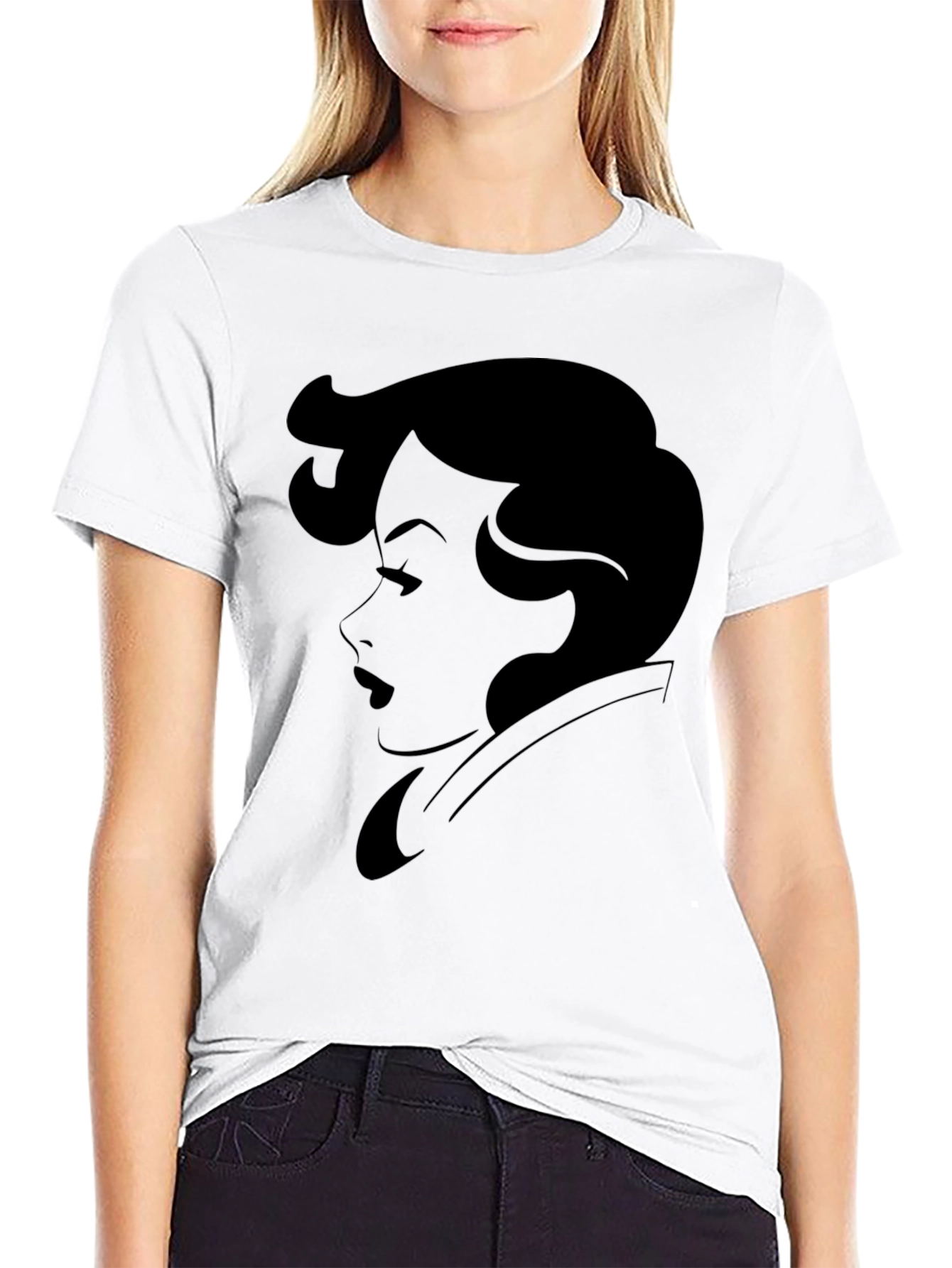 Black Retro Woman Silhouette Black T-Shirt view 9