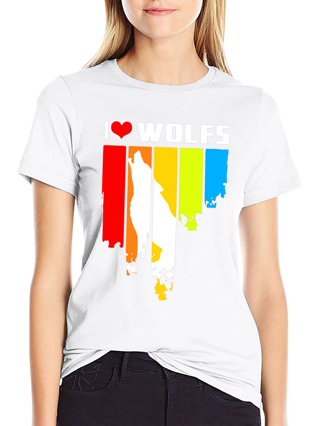 Black I Love Wolves Graphic Tee - Unique Design view 9