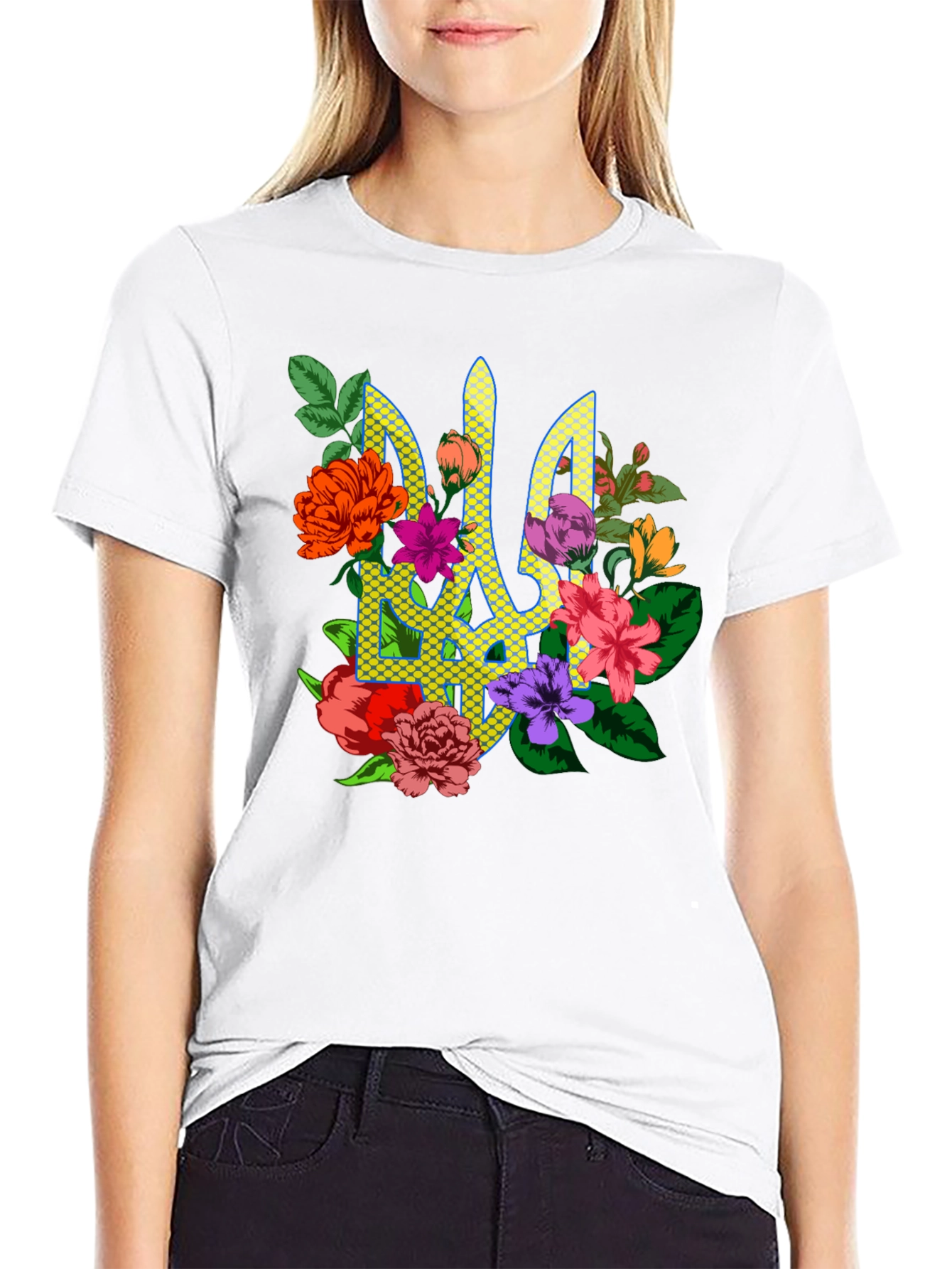 Black Floral Ukraine Emblem T-Shirt view 9