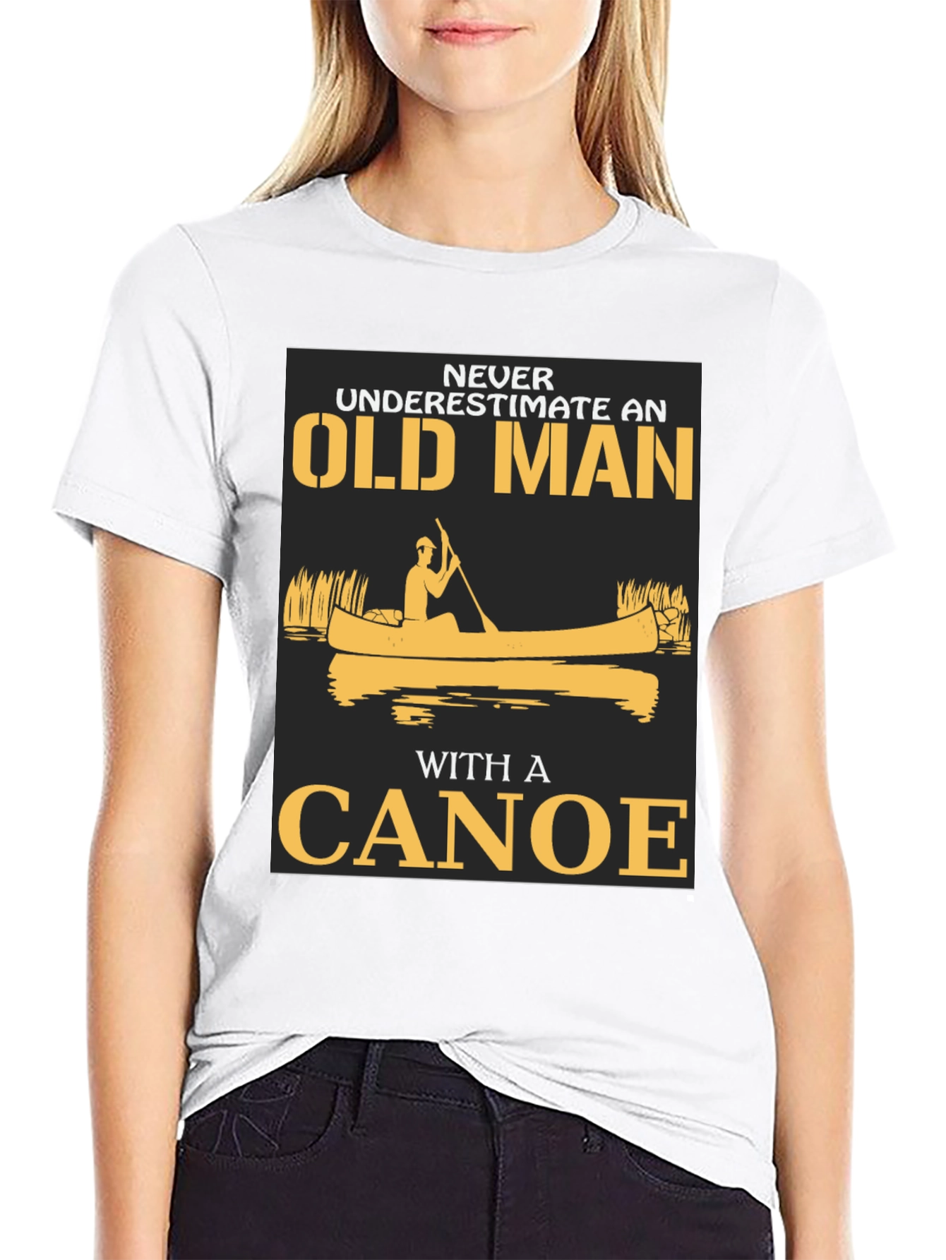 Black Old Man Canoe Graphic Tee - Black Cotton Blend view 9
