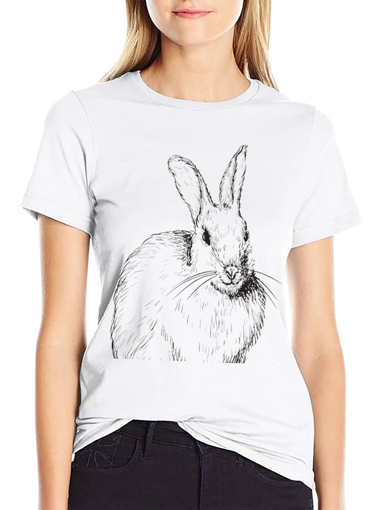 Black Men's Black Rabbit Graphic T-Shirt view 9