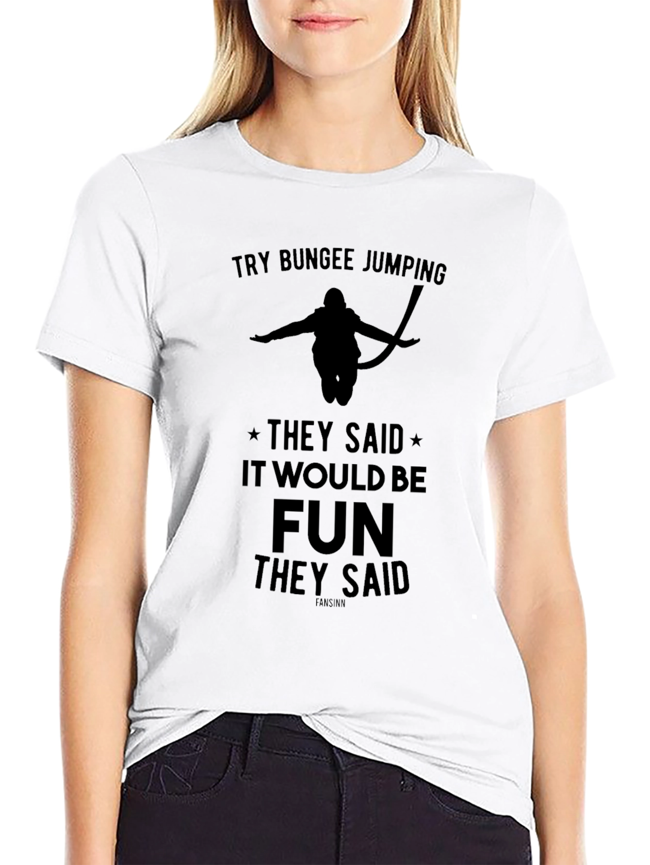 Black Bungee Jumping Graphic Tee - Fun Adventure Shirt view 9