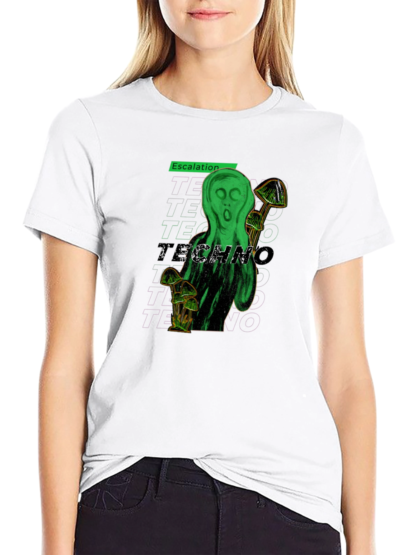 Black Escalation Techno Graphic T-Shirt view 9